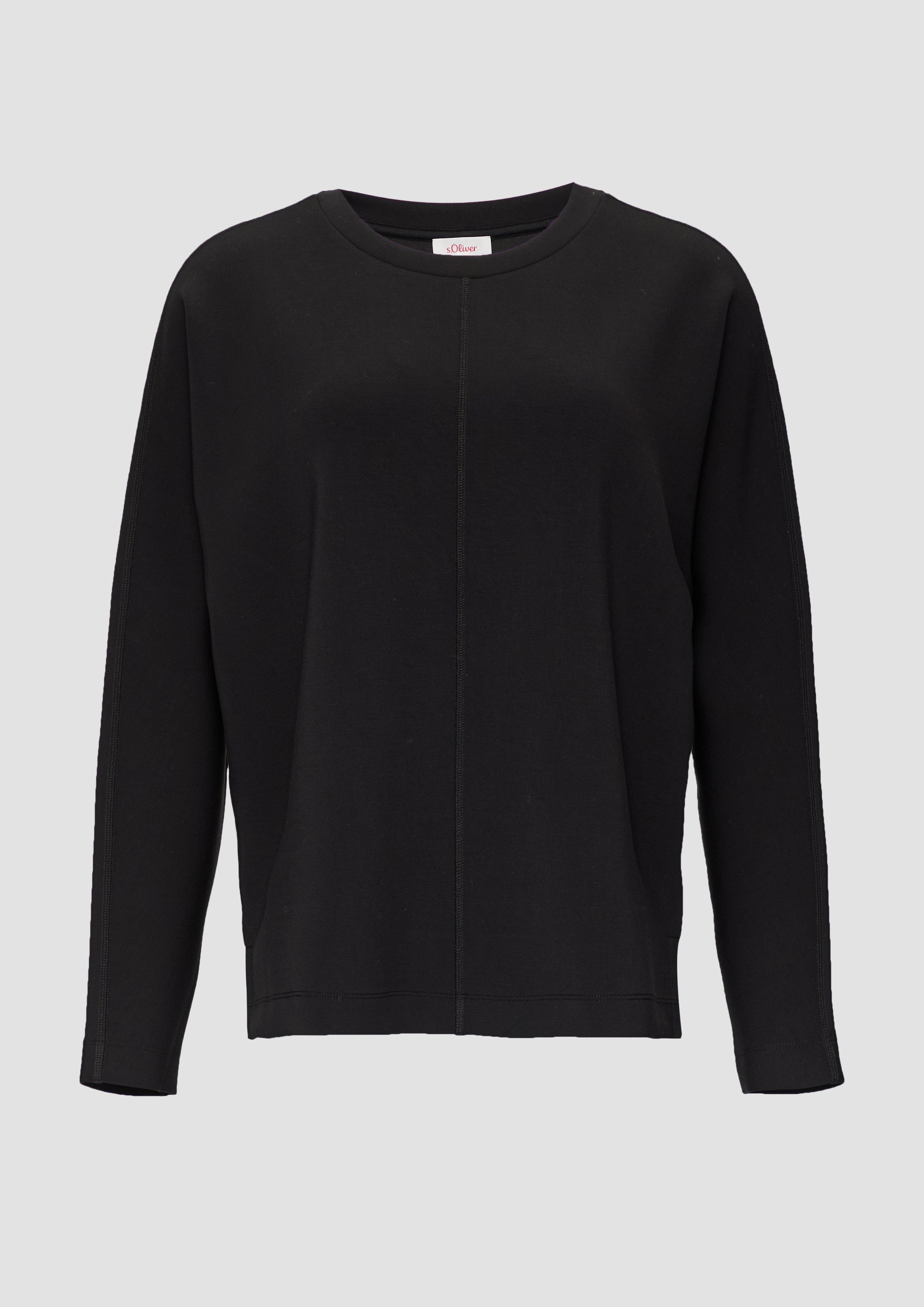 s.Oliver - Sweatshirt aus Scuba mit Fledermausärmeln, Damen, schwarz