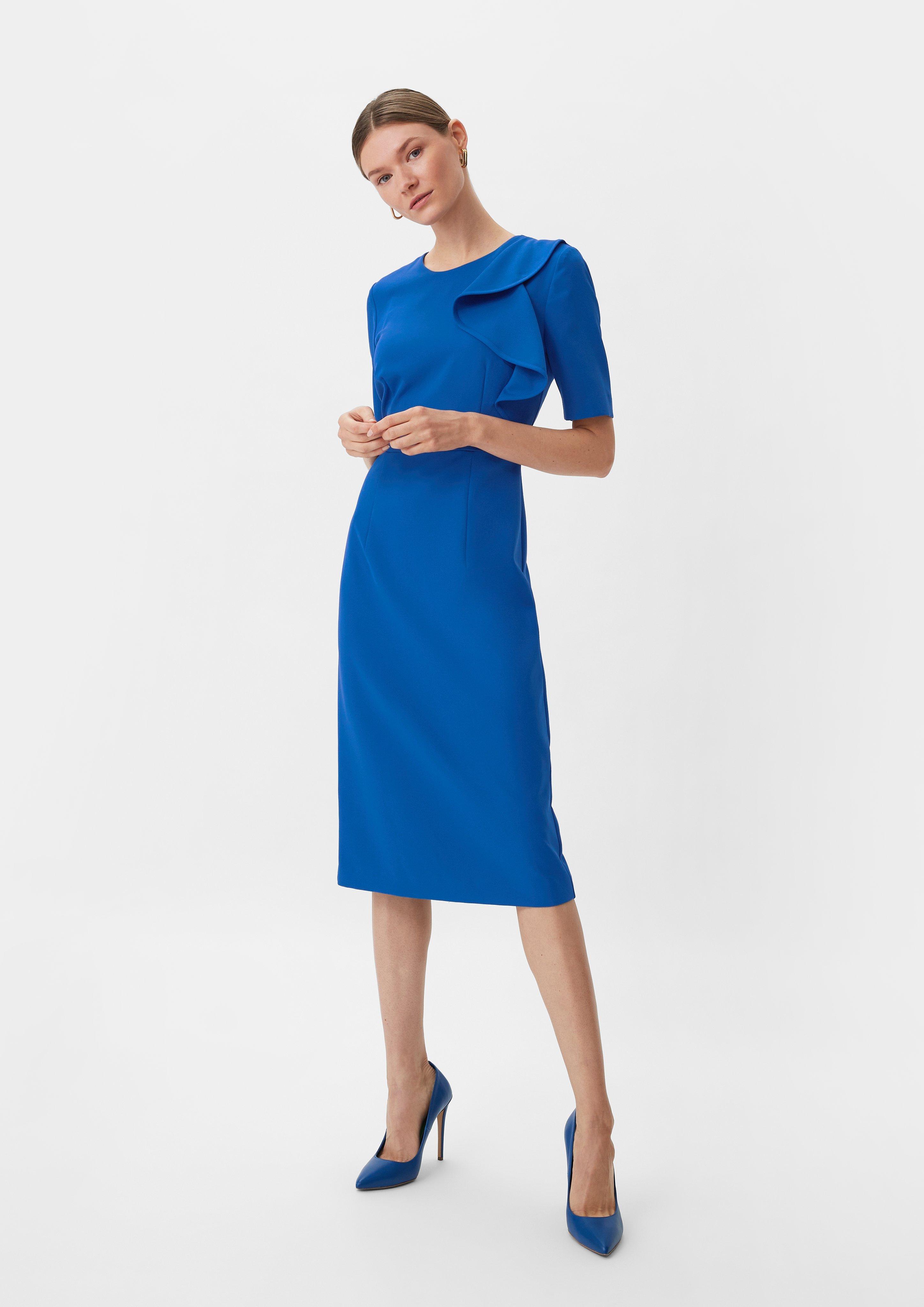 Dress with a flounce detail - royal blue | Comma