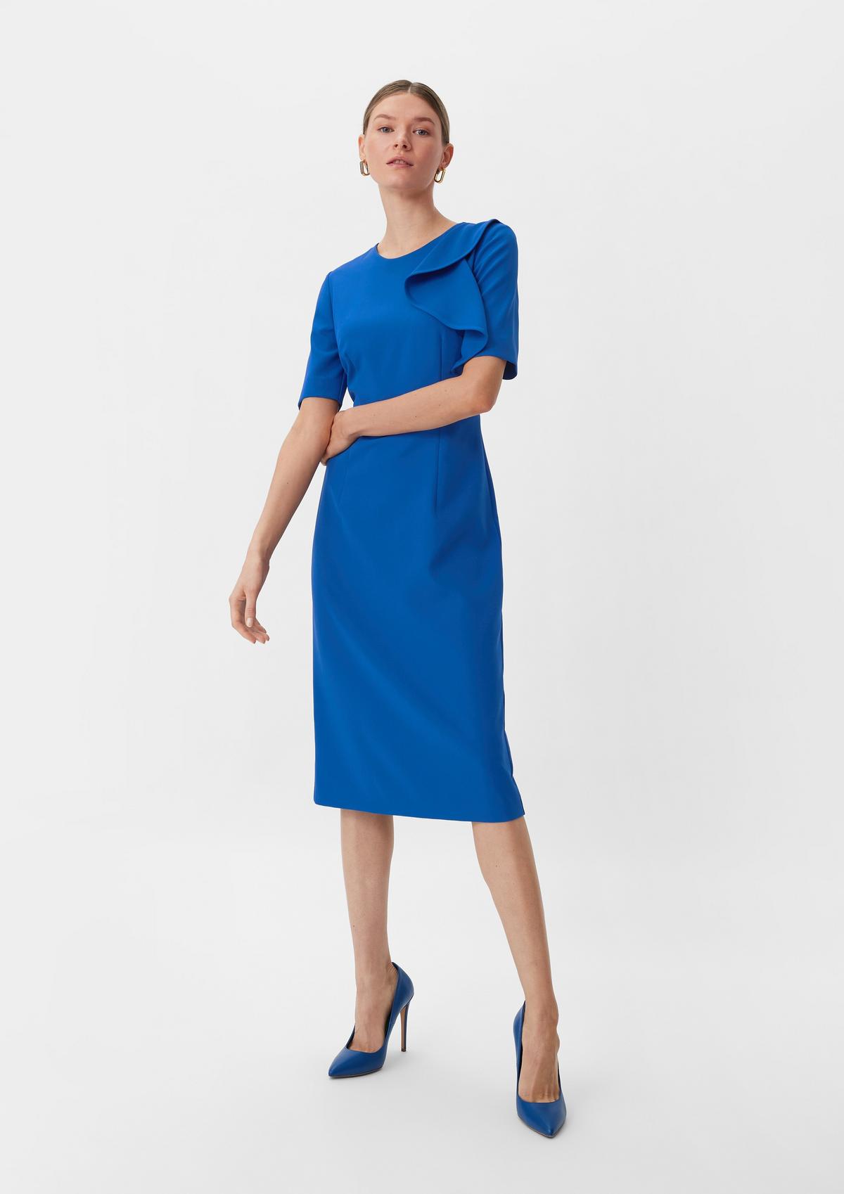 Dress with a flounce detail - royal blue