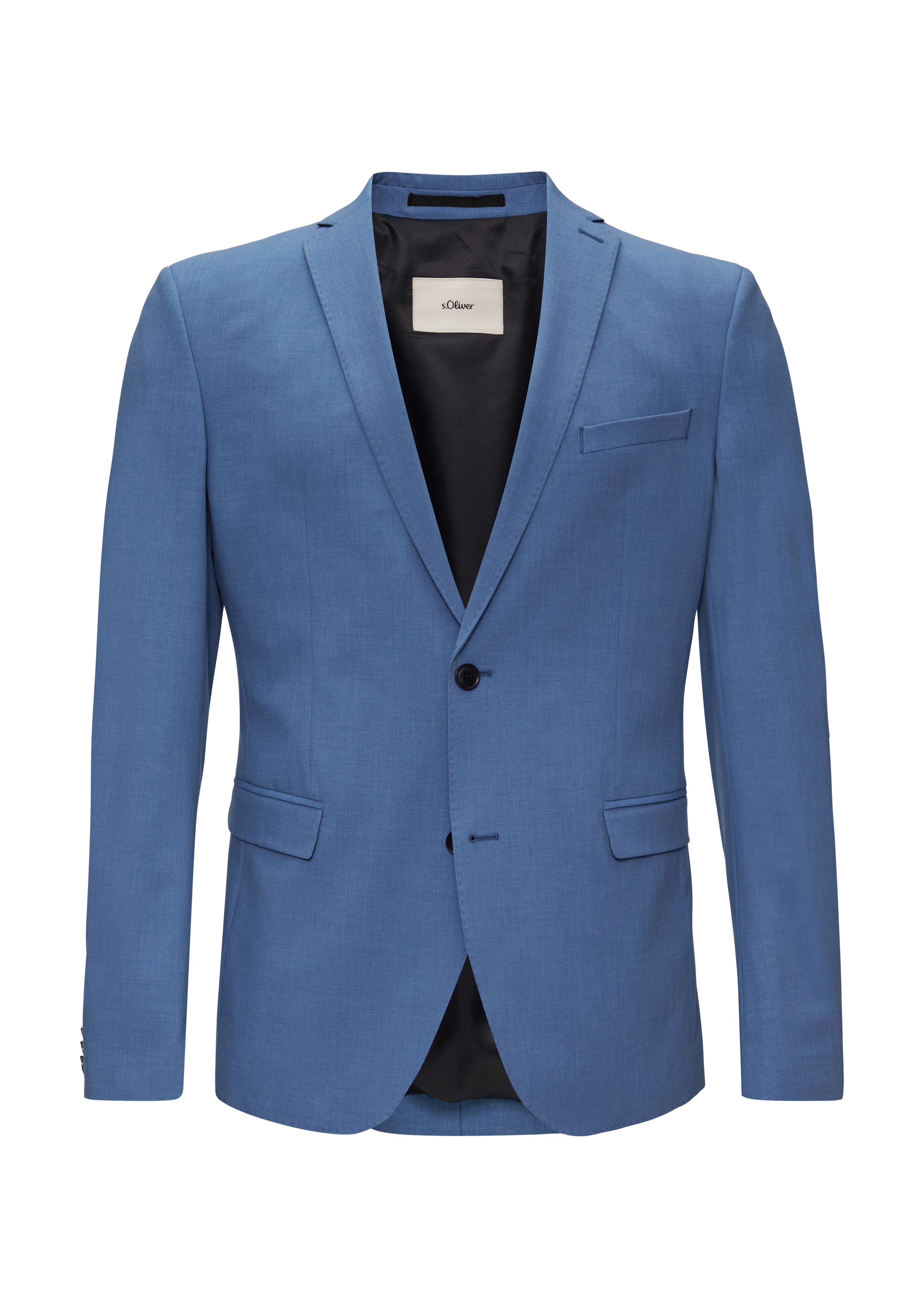 PURE: super rekbaar colbert in wollen look Blauw