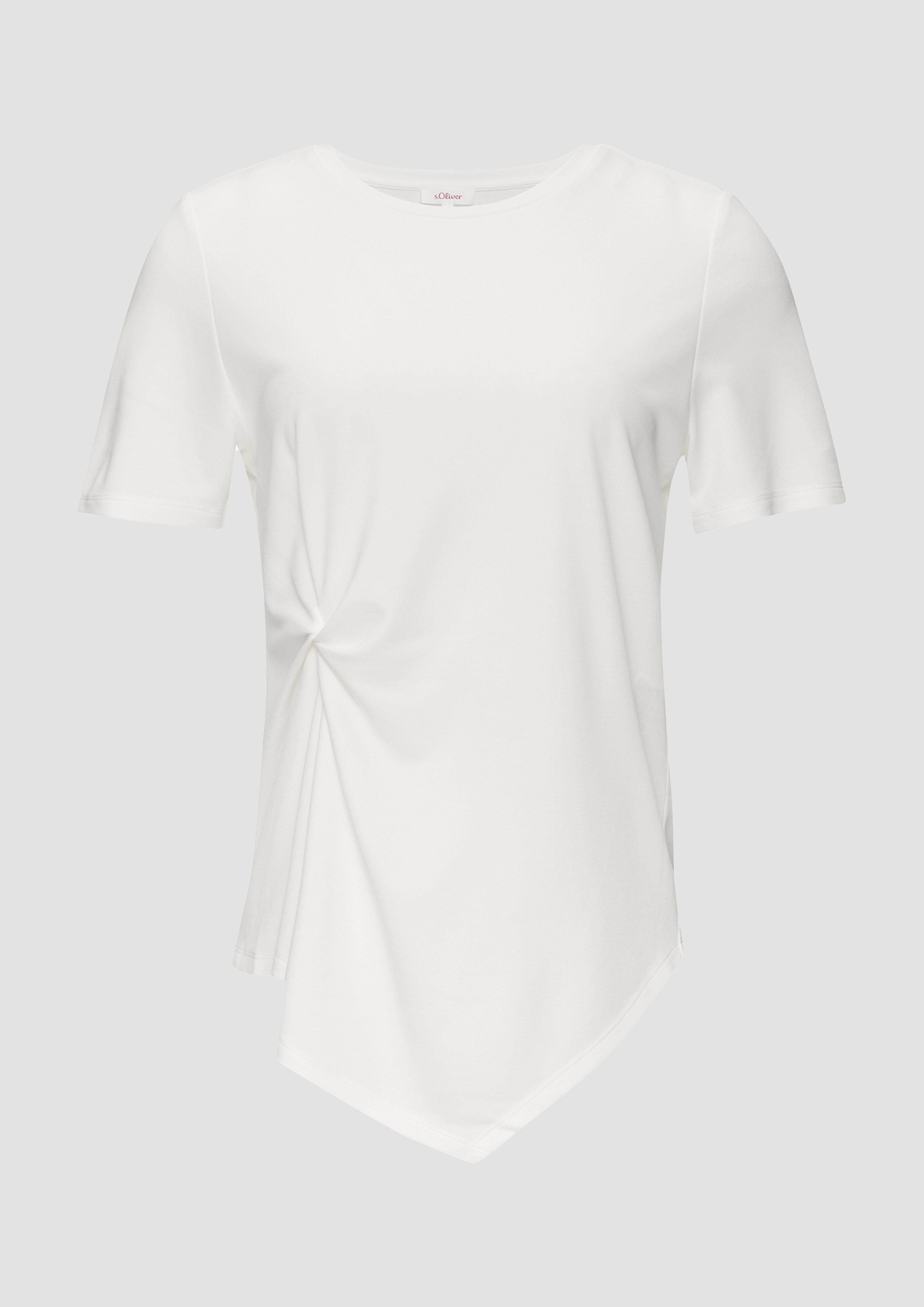 s.Oliver - Fließendes T-Shirt mit Knotendetail, Damen, creme