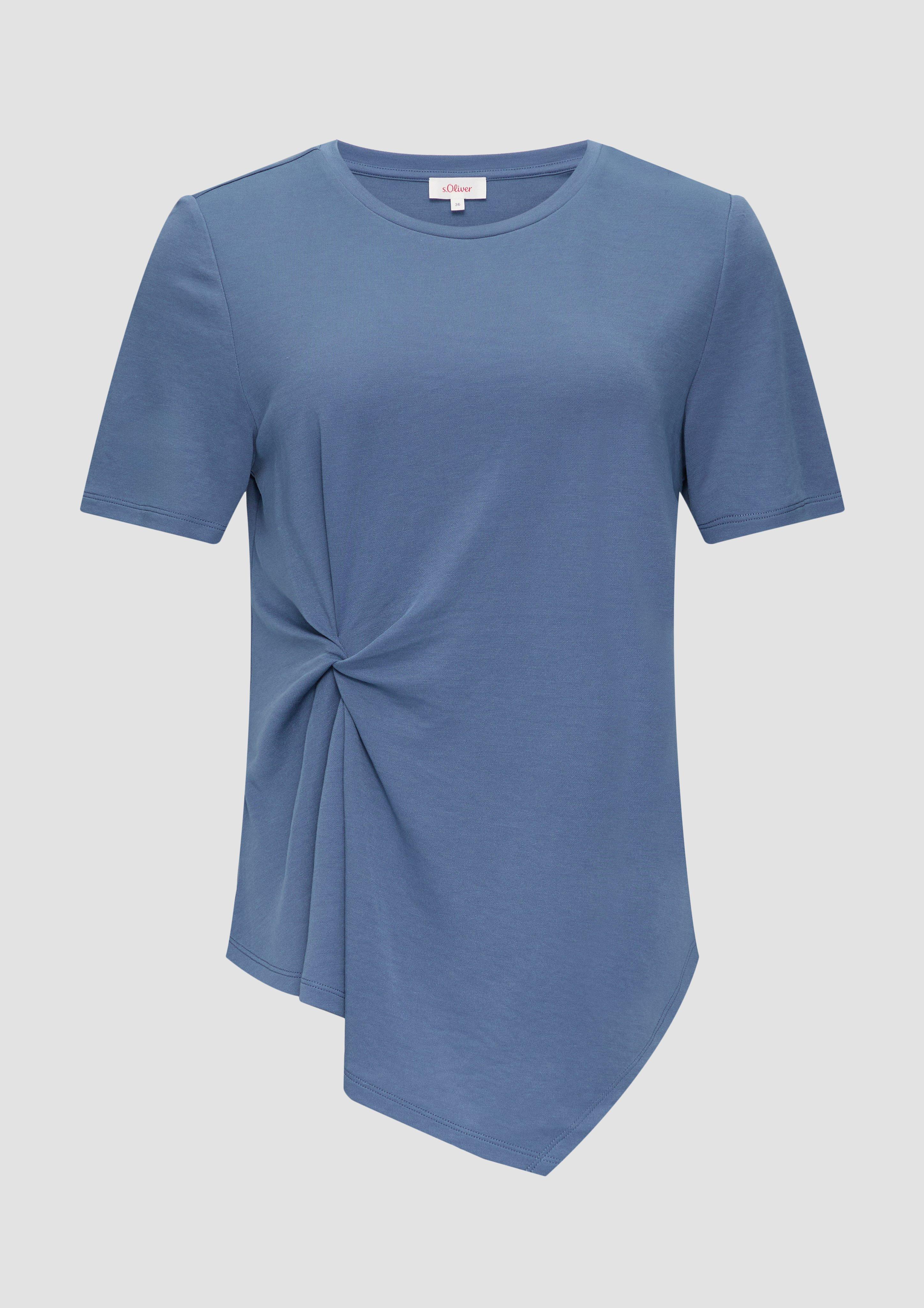 s.Oliver - Fließendes T-Shirt mit Knotendetail, Damen, blau