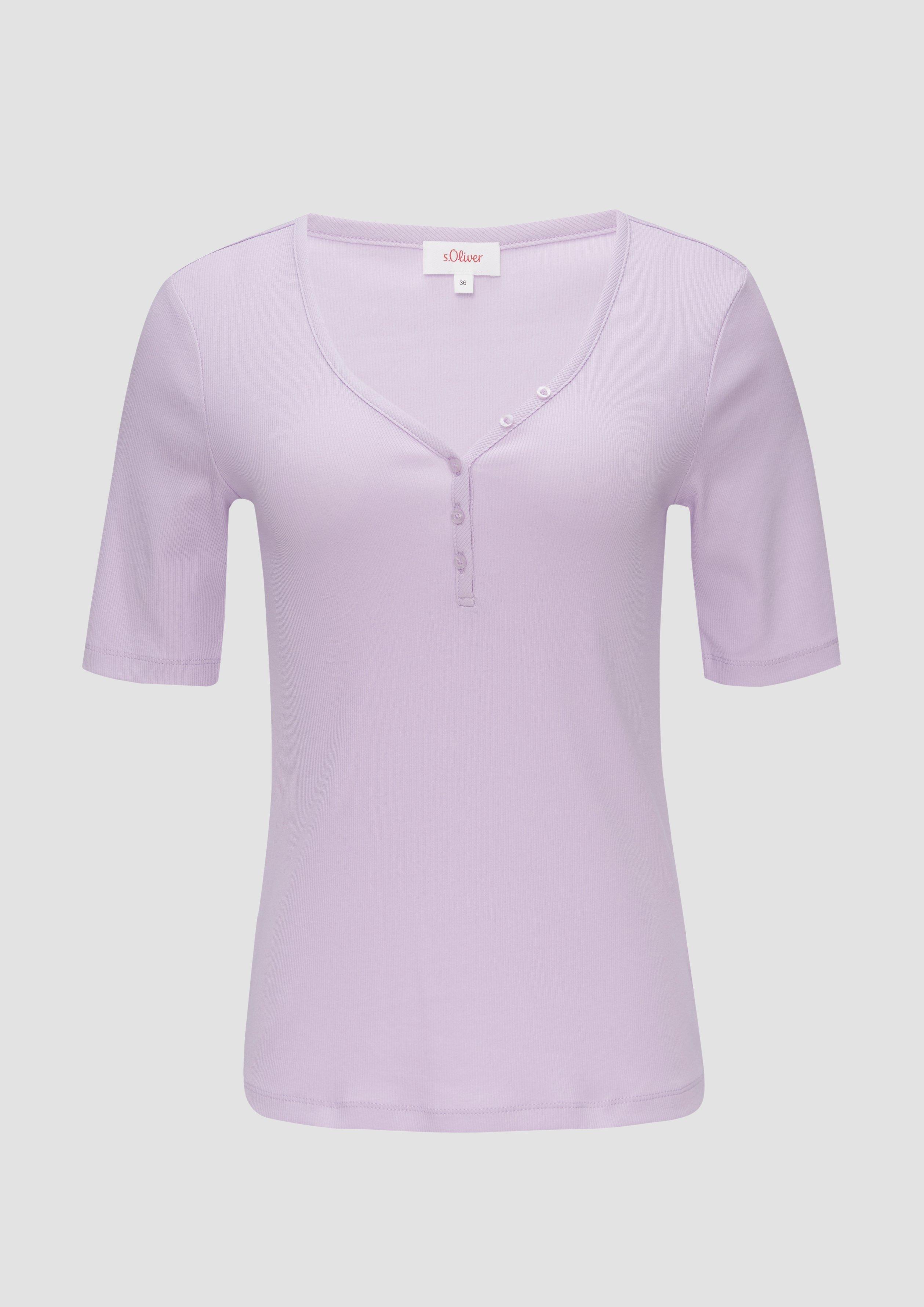 s.Oliver - Rippshirt mit Henley-Ausschnitt, Damen, lila