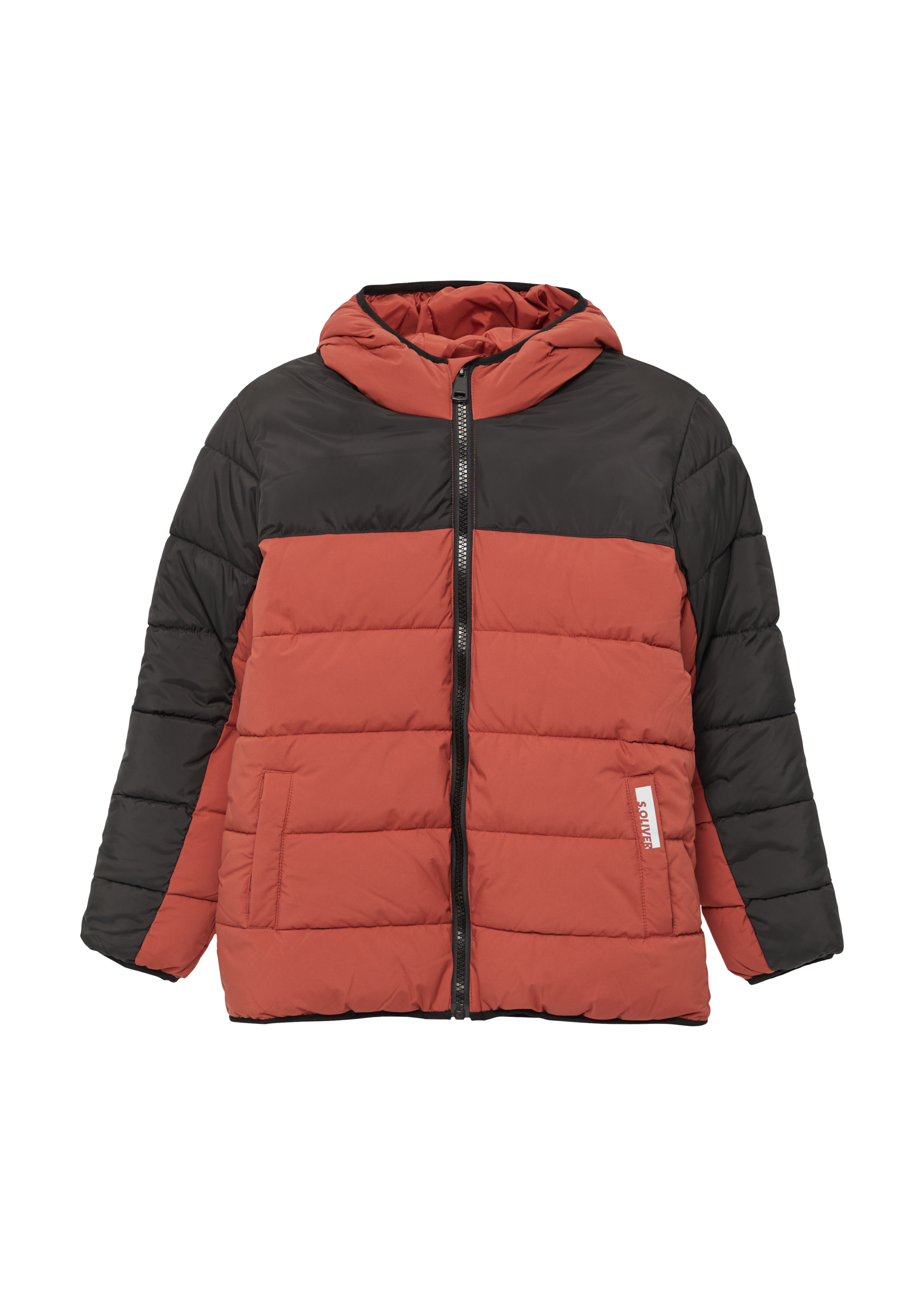 s.Oliver - Steppjacke in Colour-Blocking-Optik und Fleecefutter, Jungen, rot