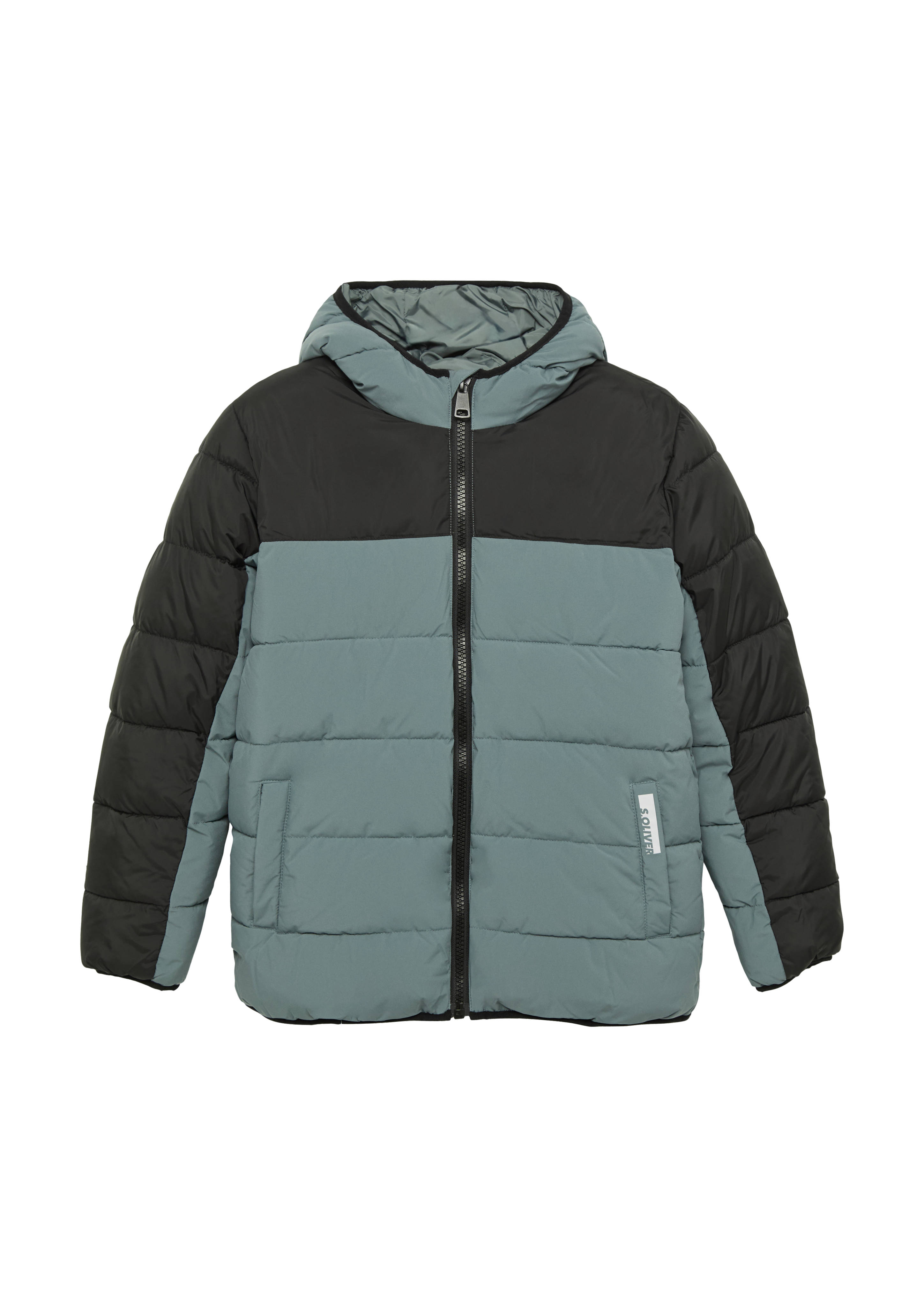 s.Oliver - Steppjacke in Colour-Blocking-Optik und Fleecefutter, Jungen, grau