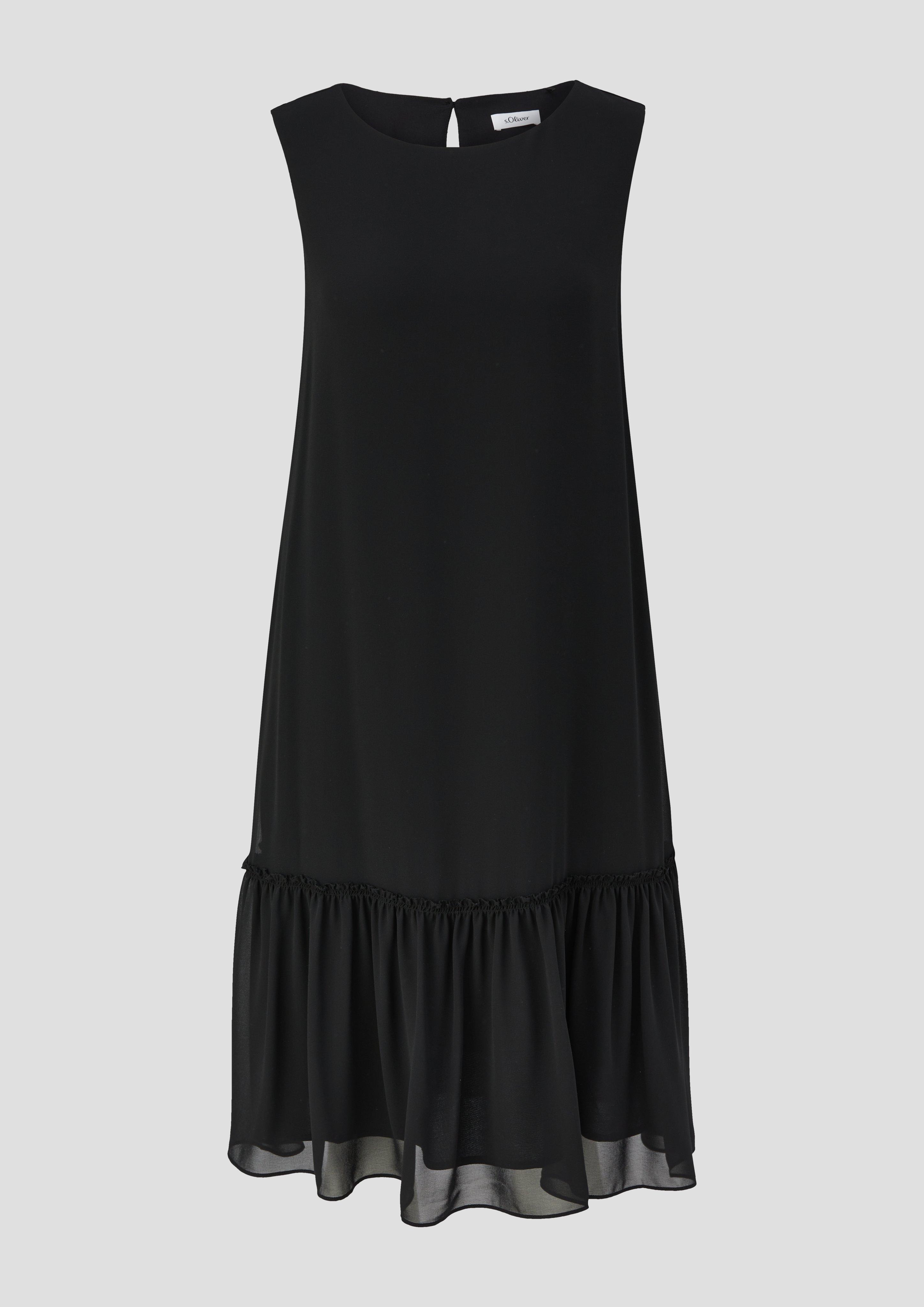 s.Oliver - Knieumspielendes Chiffon-Kleid mit Volants, Damen, schwarz