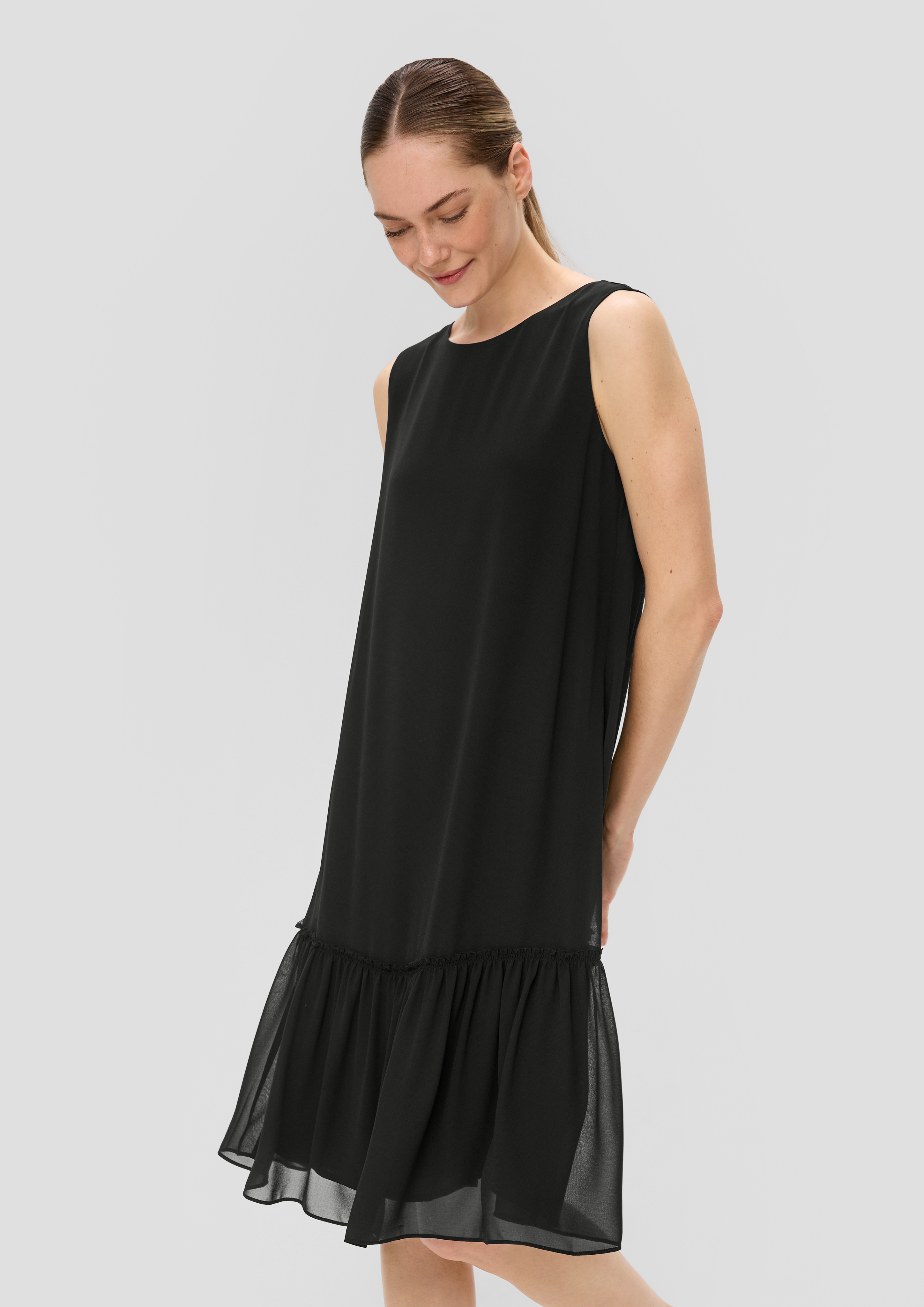 S.Oliver Knieumspielendes Chiffon-Kleid mit Volants