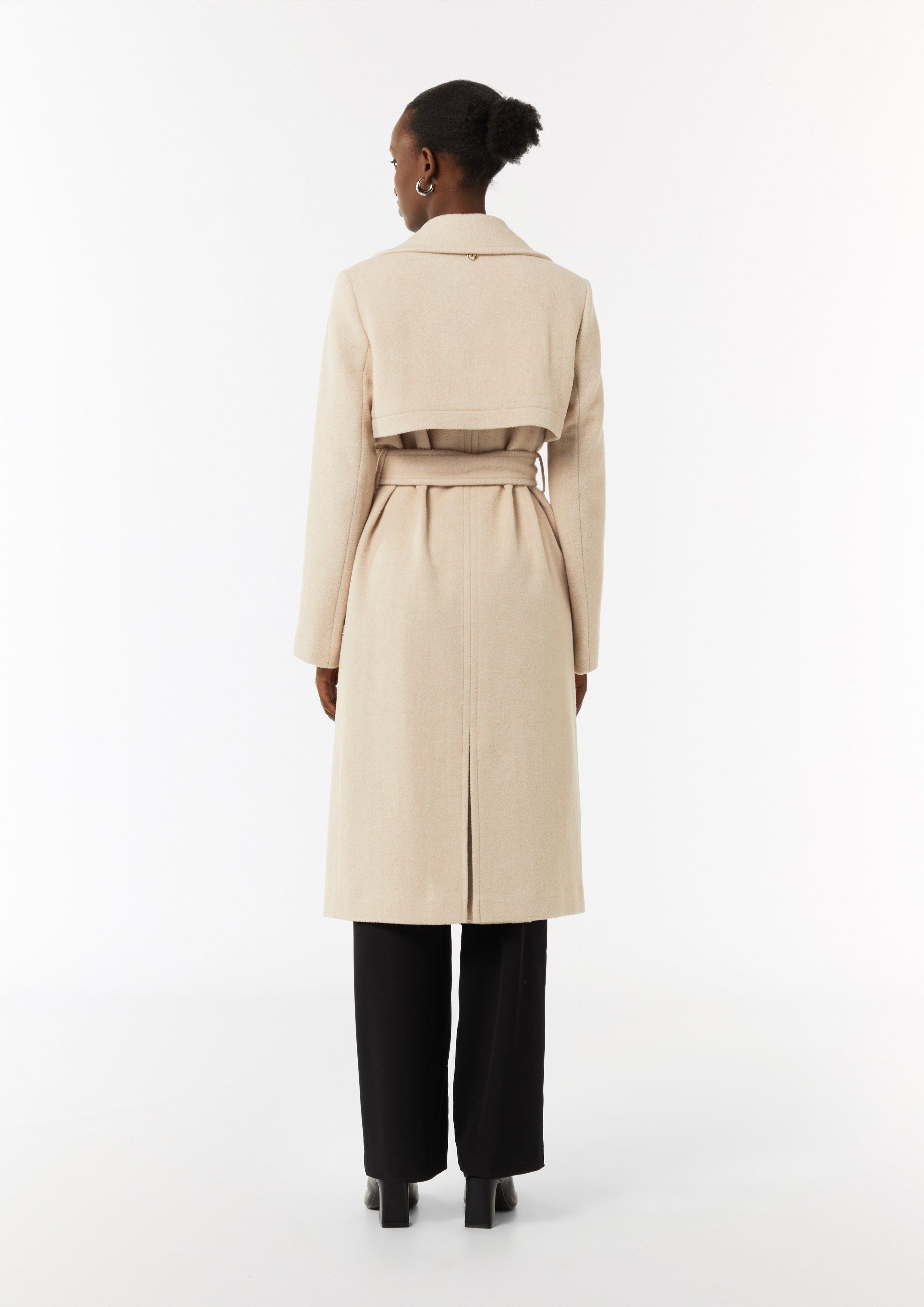 Coat with a herringbone texture - beige | Comma Coat with a herringbone texture - beige | Comma