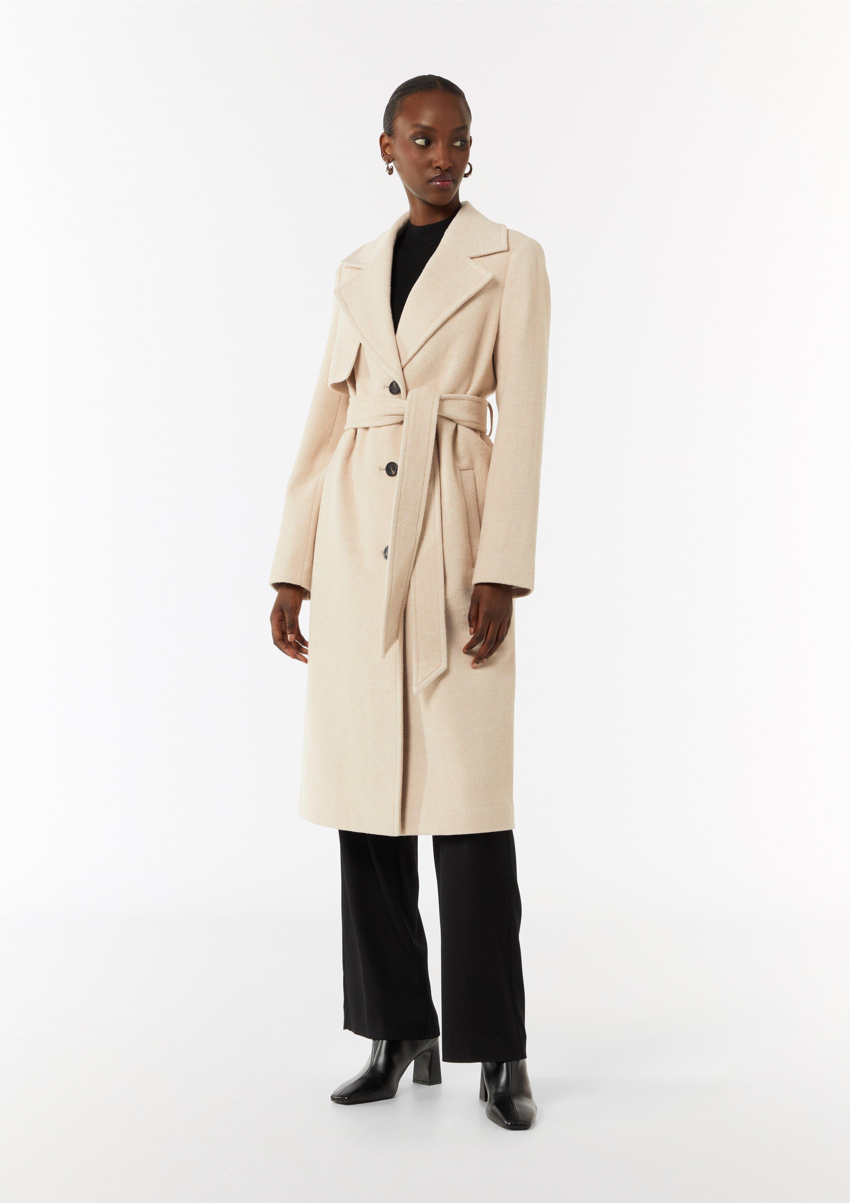 Coat with a herringbone texture - Beige | SCAYLE