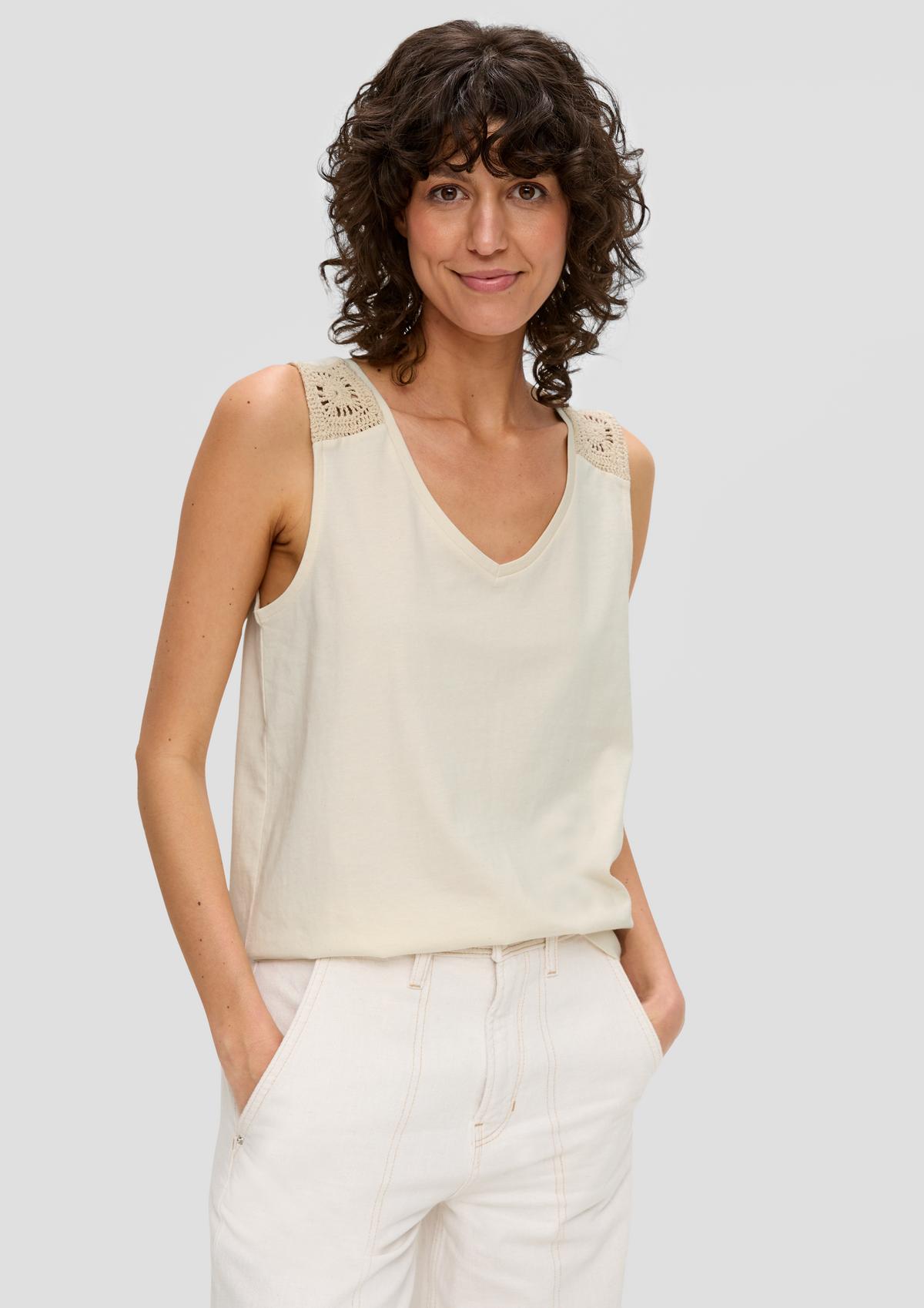 s.Oliver Jersey top with crochet details on the shoulders