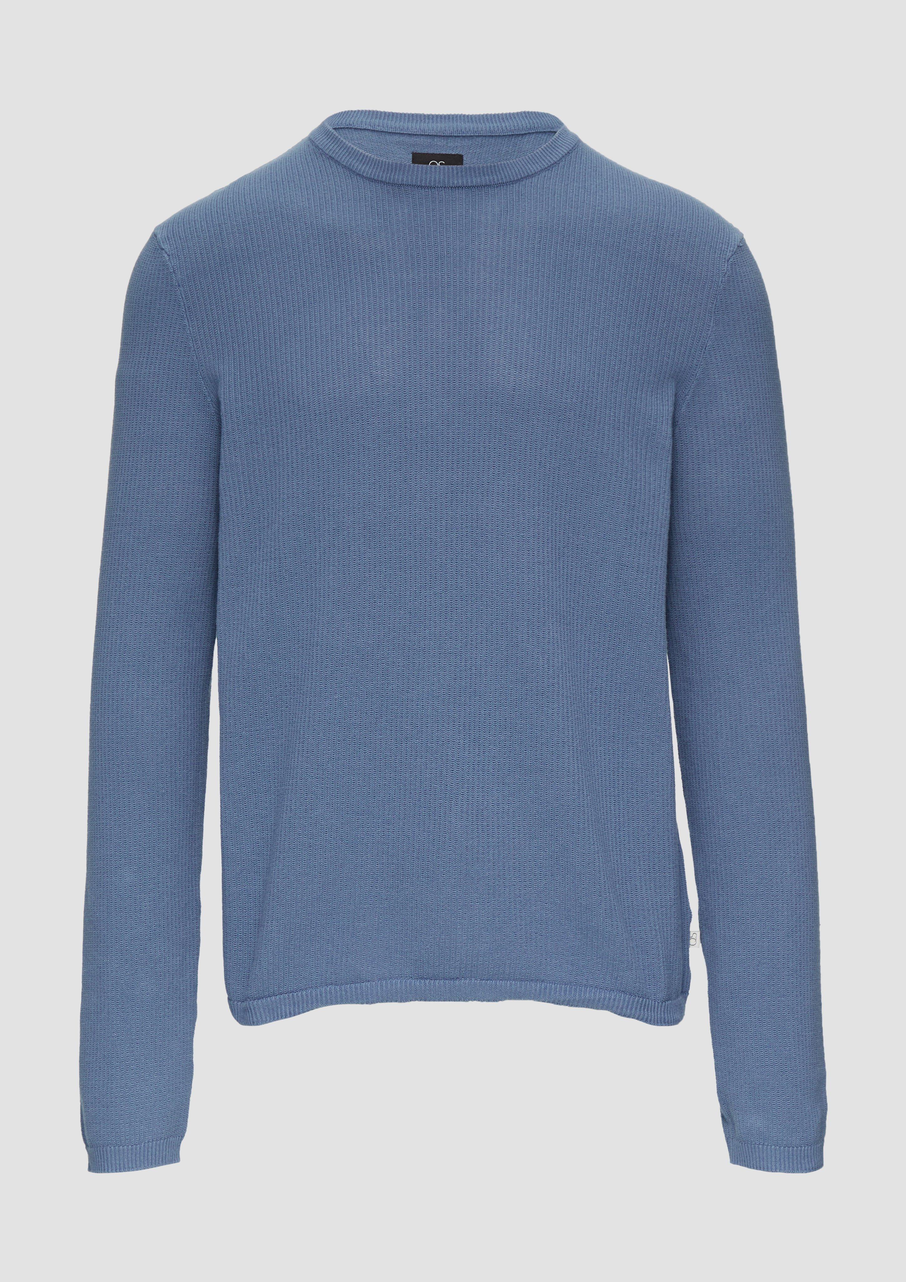 QS - Strickpullover mit Rippstruktur, Herren, blau