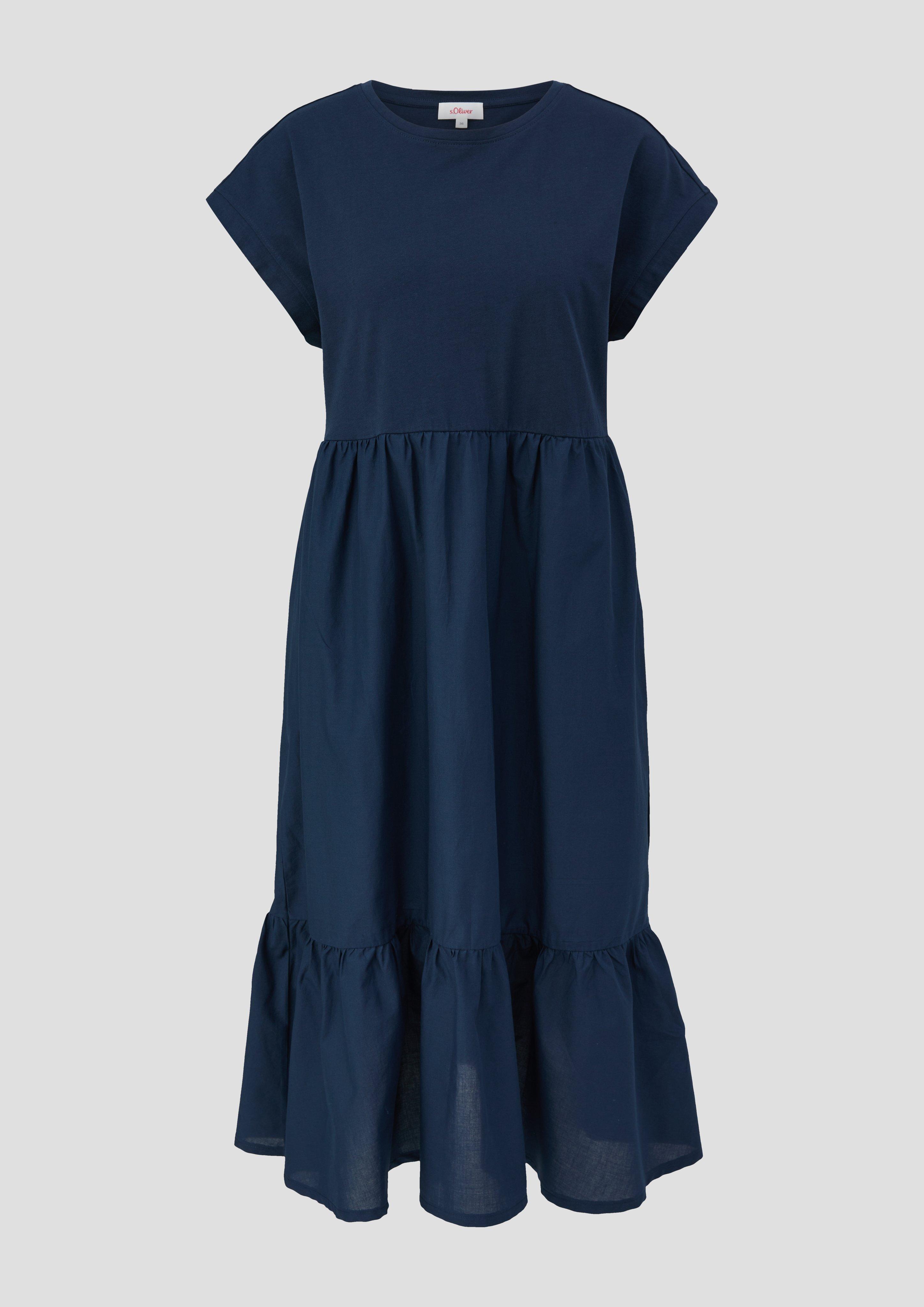 Thumbnail - s.Oliver - Luftiges Baumwollkleid im Fabricmix und Relaxed Fit, Damen, blau