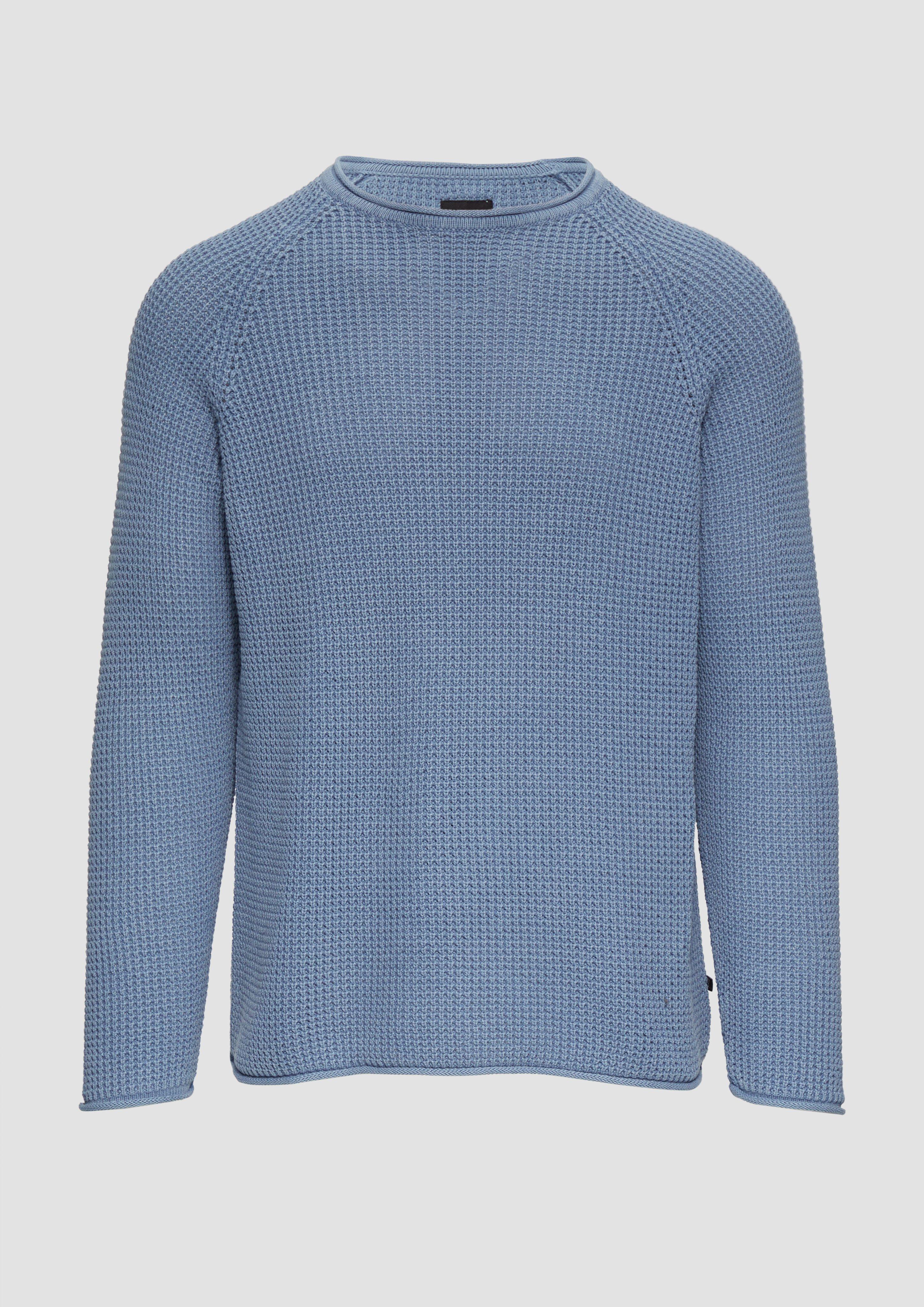 QS - Locker gestrickter Pullover mit Waschung, Herren, blau