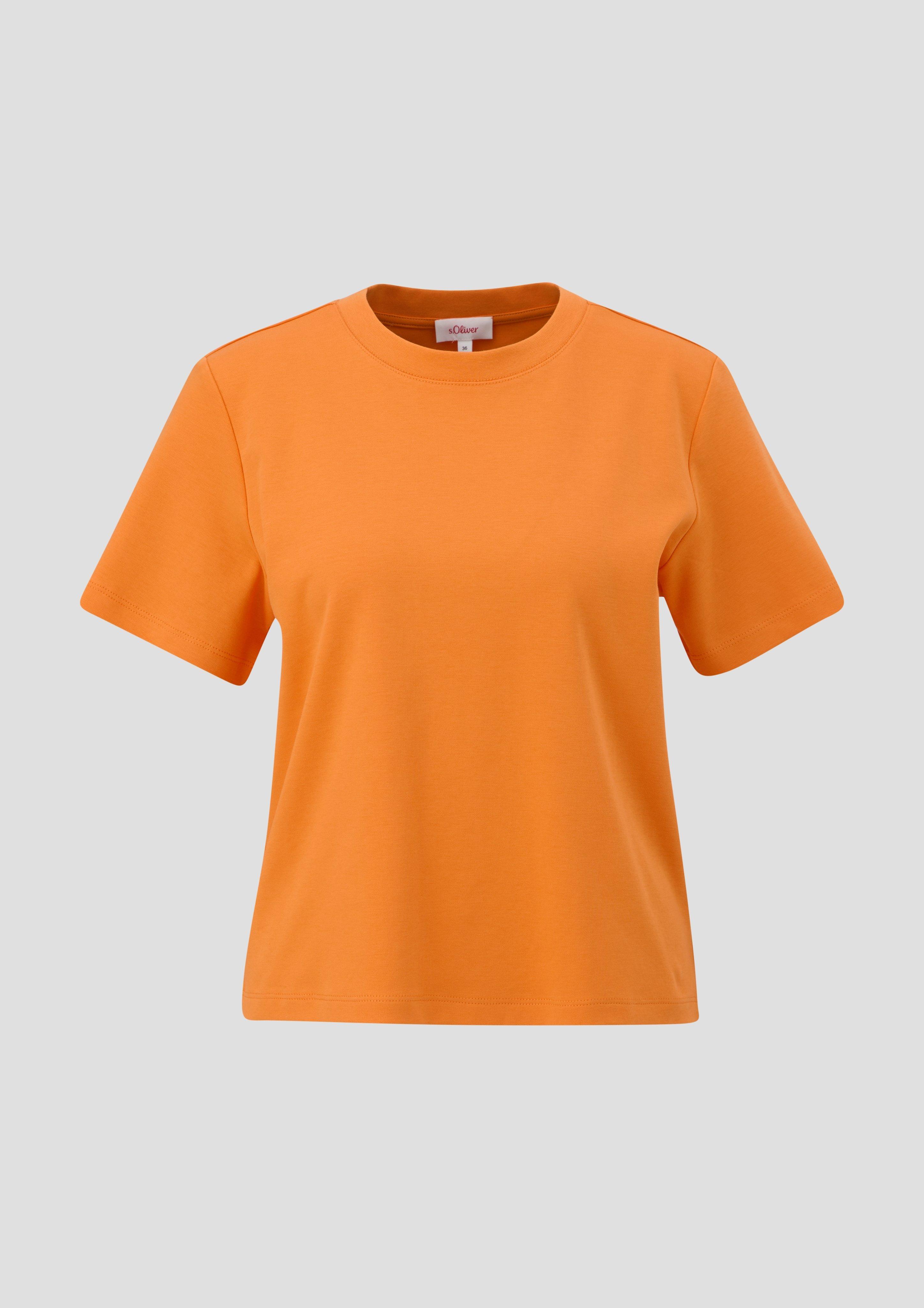 s.Oliver - Baumwollshirt mit Rundhalsausschnitt, Damen, Orange