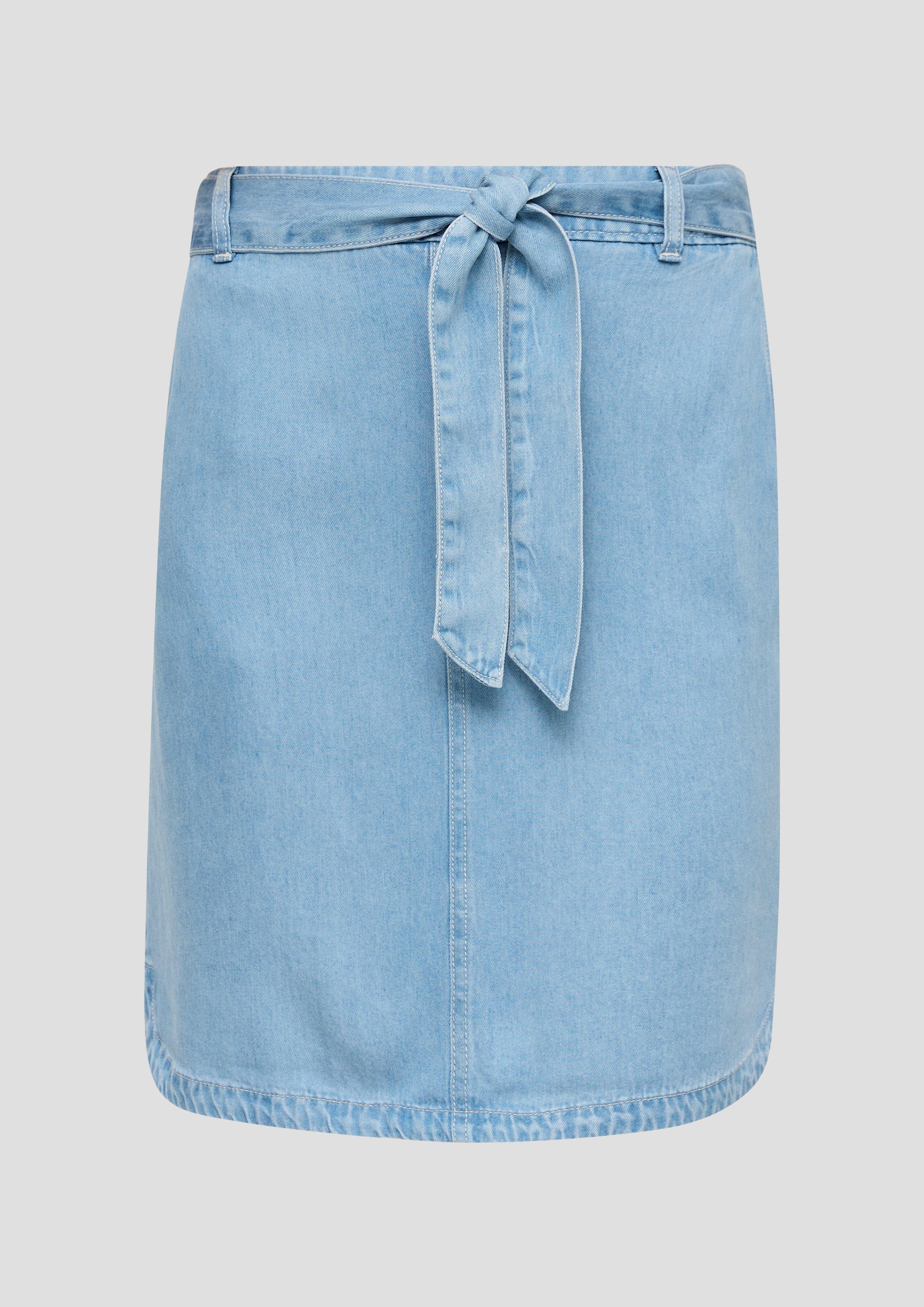 s.Oliver - Jeansrock aus Lyocell mit Bindegürtel, Damen, blau