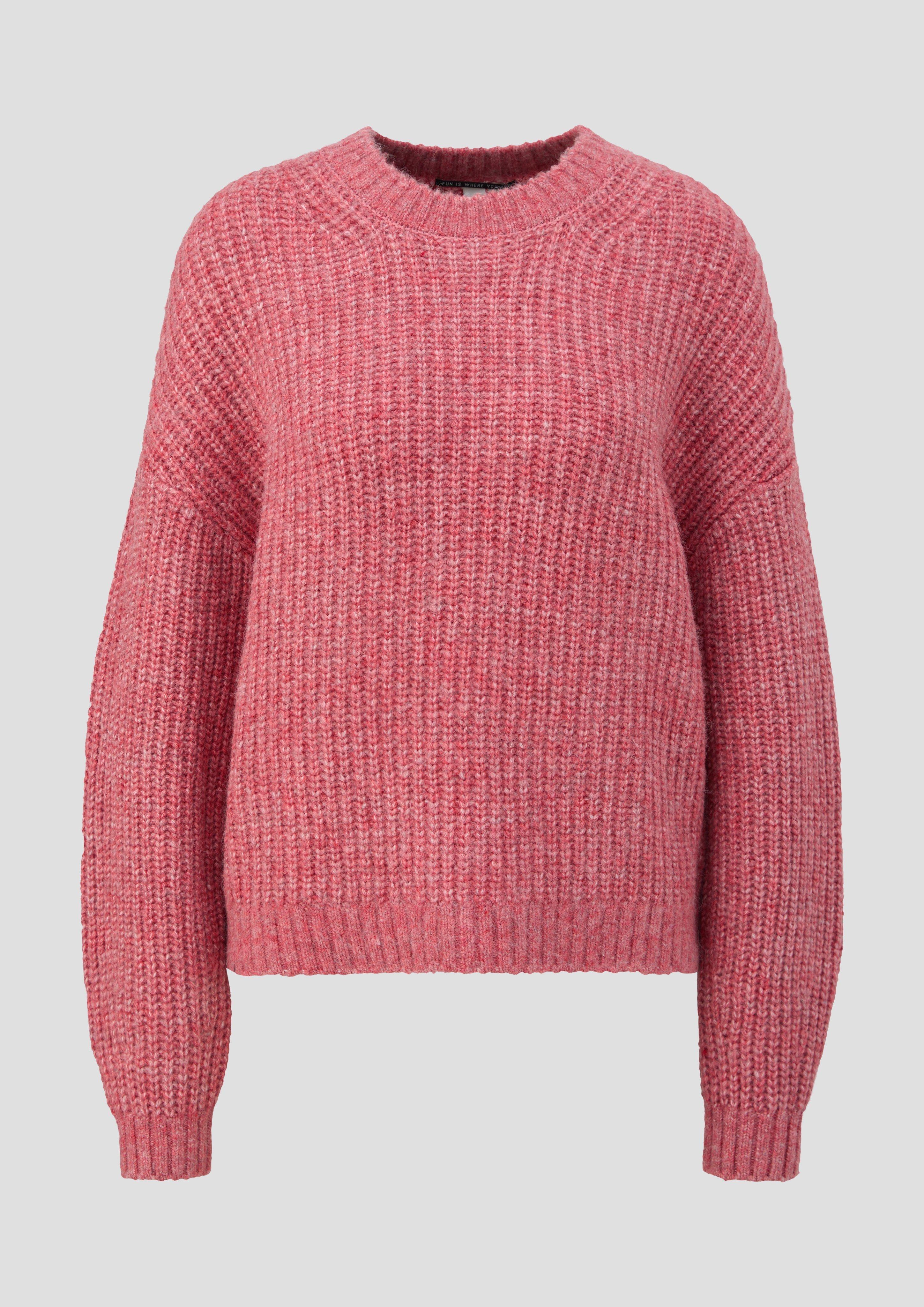 QS - Strickpullover mit überschnittenen Schultern, Damen, Rosa