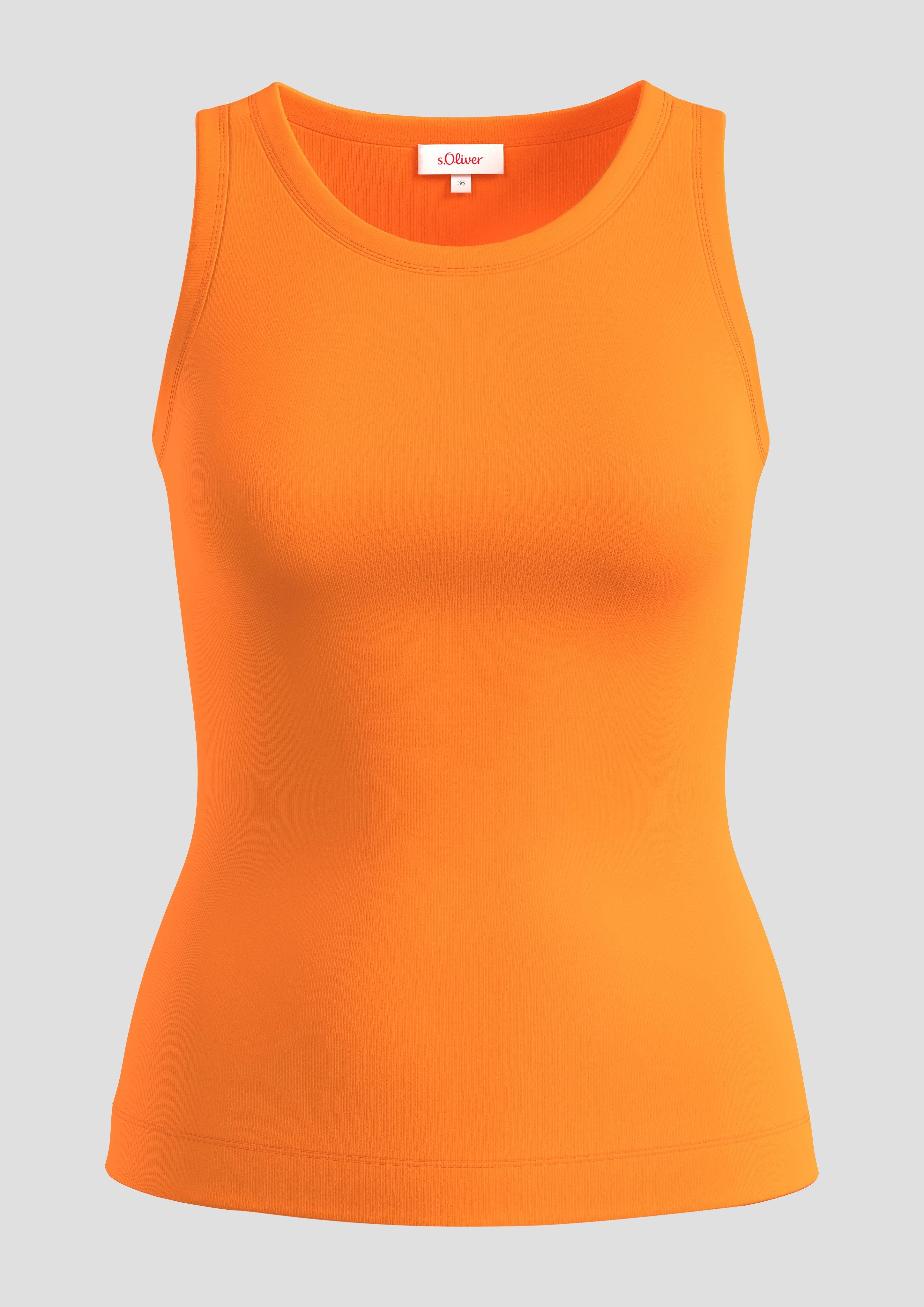 s.Oliver - Slim-Fit-Tanktop mit Rippstruktur, Damen, Orange