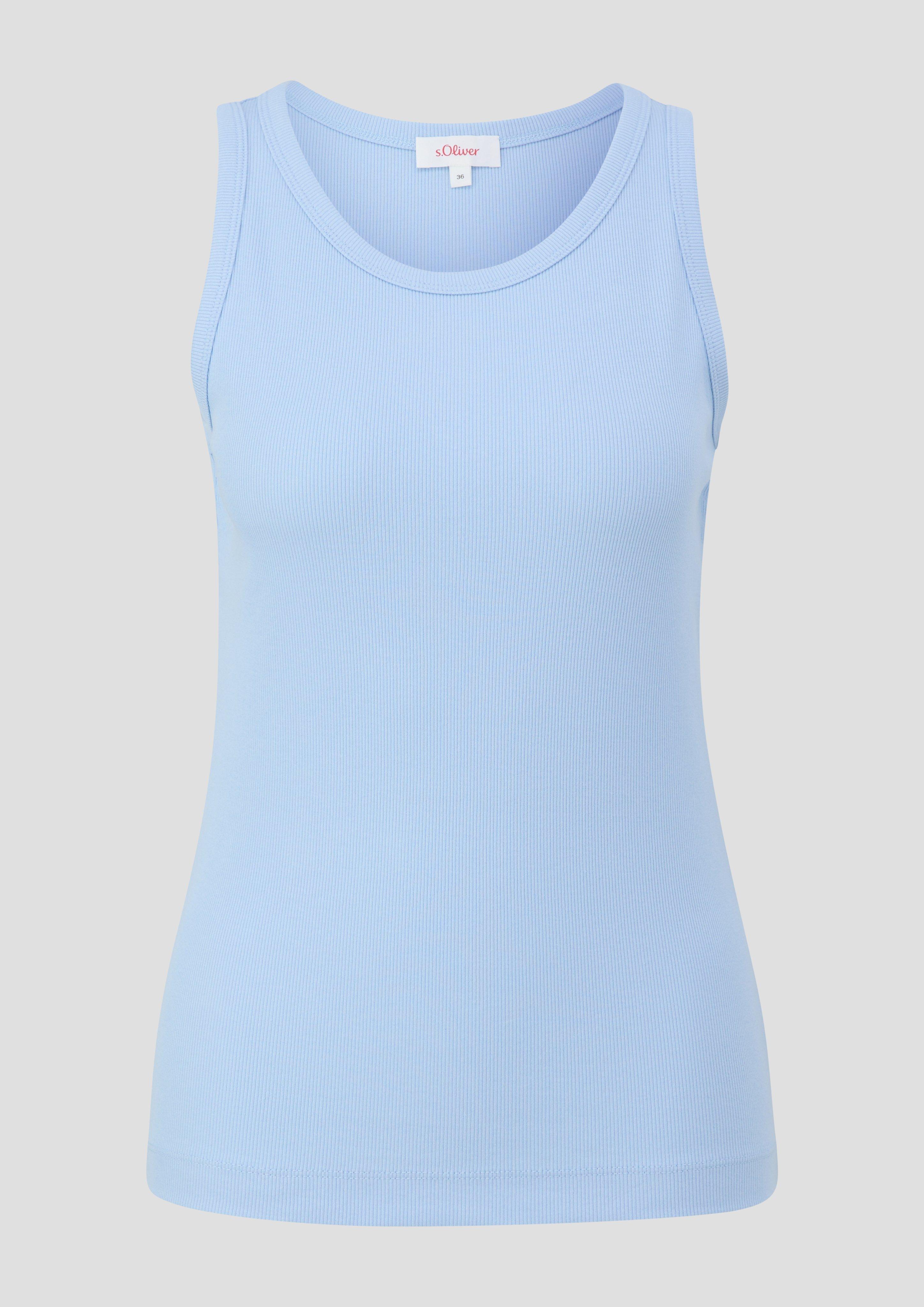 s.Oliver - Slim-Fit-Tanktop mit Rippstruktur, Damen, blau