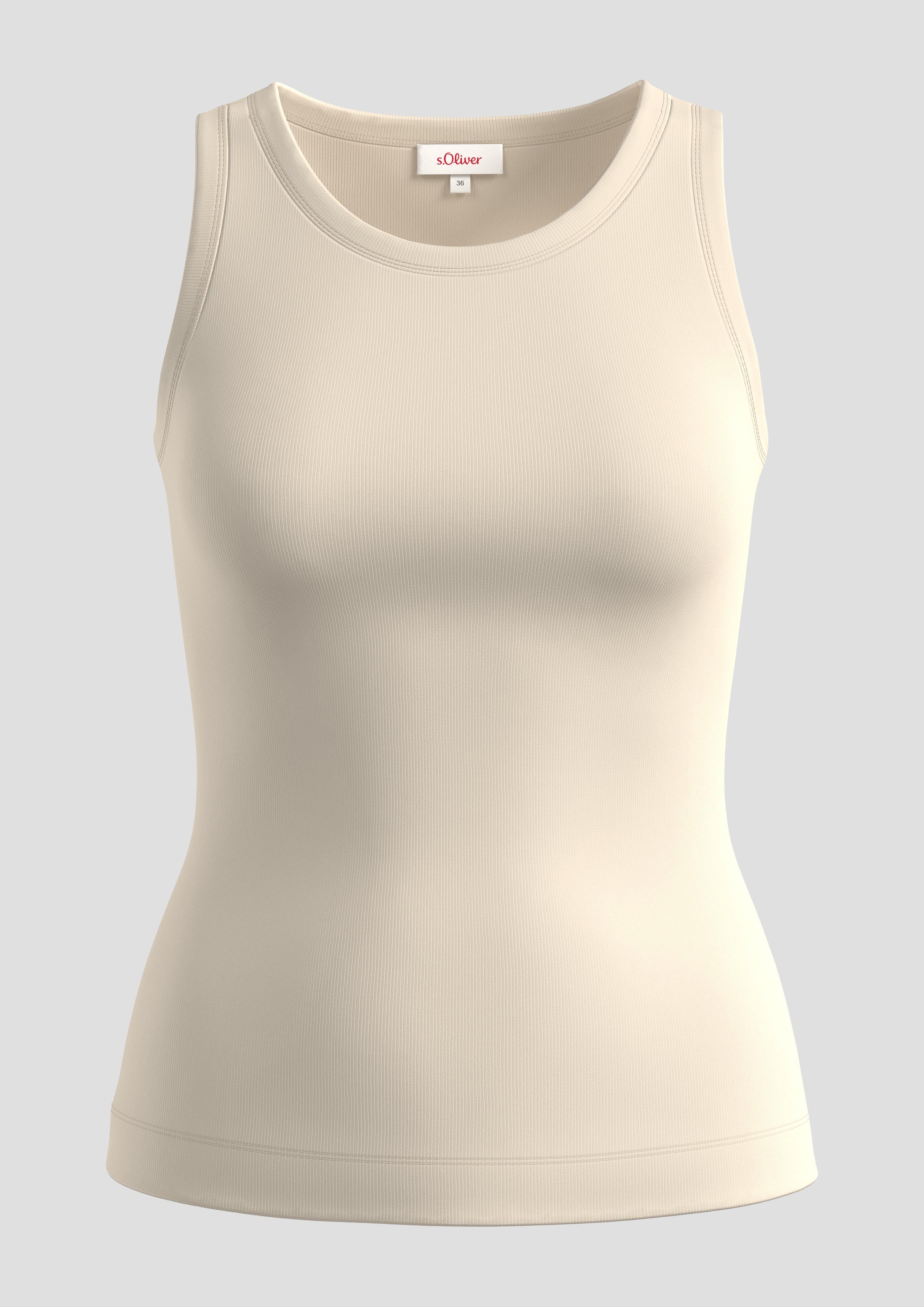 s.Oliver - Slim-Fit-Tanktop mit Rippstruktur, Damen, Beige