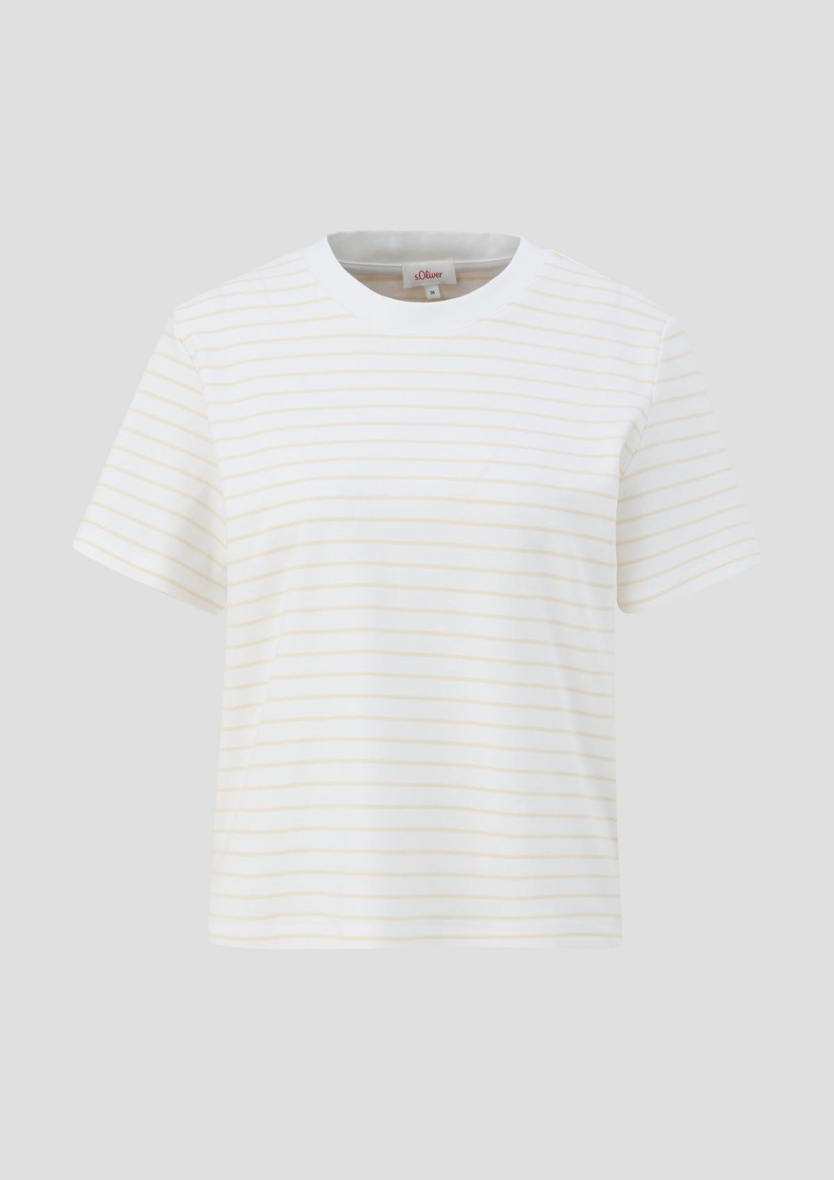 s.Oliver Gestreiftes T-Shirt aus Baumwolle mit Rippblende