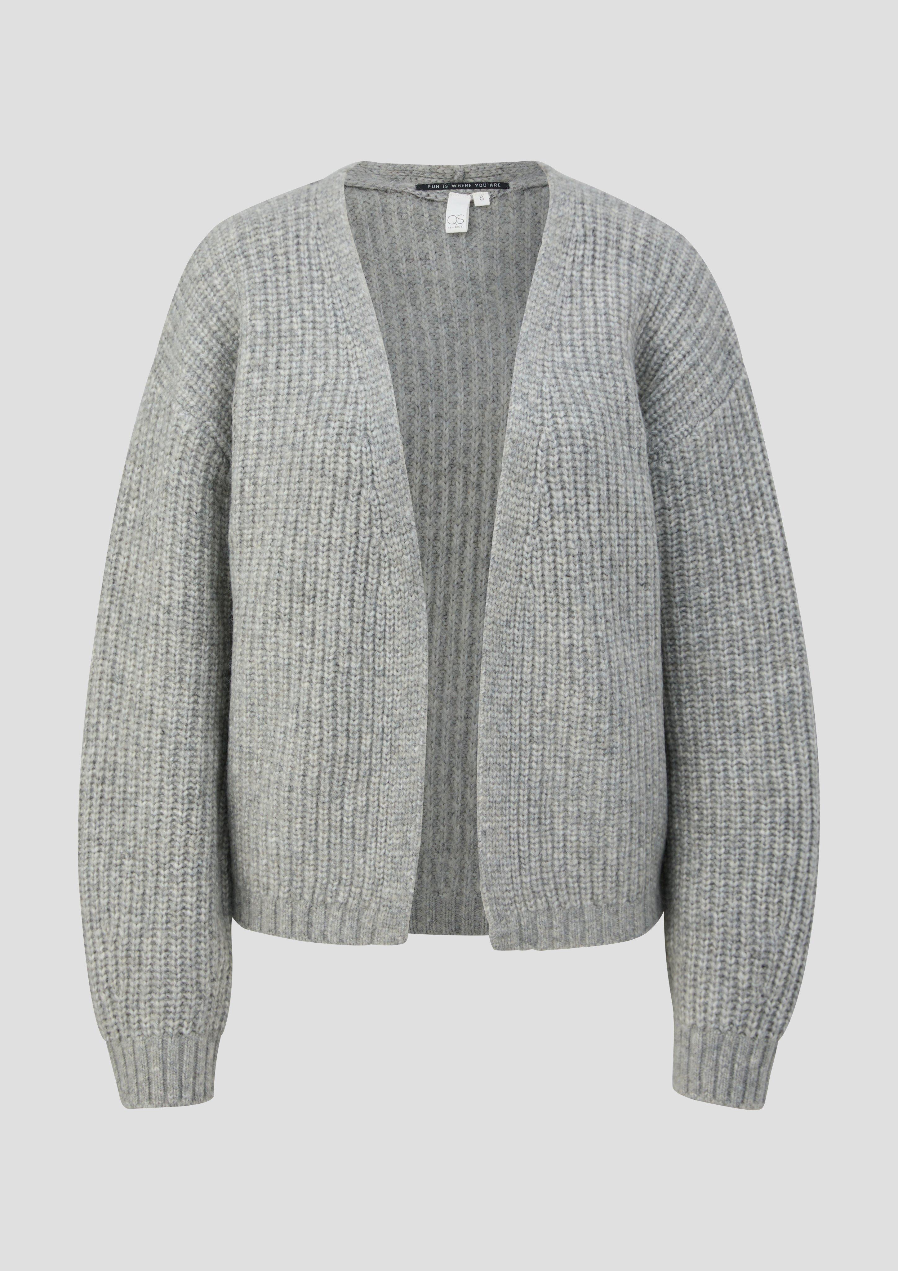 QS - Verkürzter Strickcardigan, Damen, grau