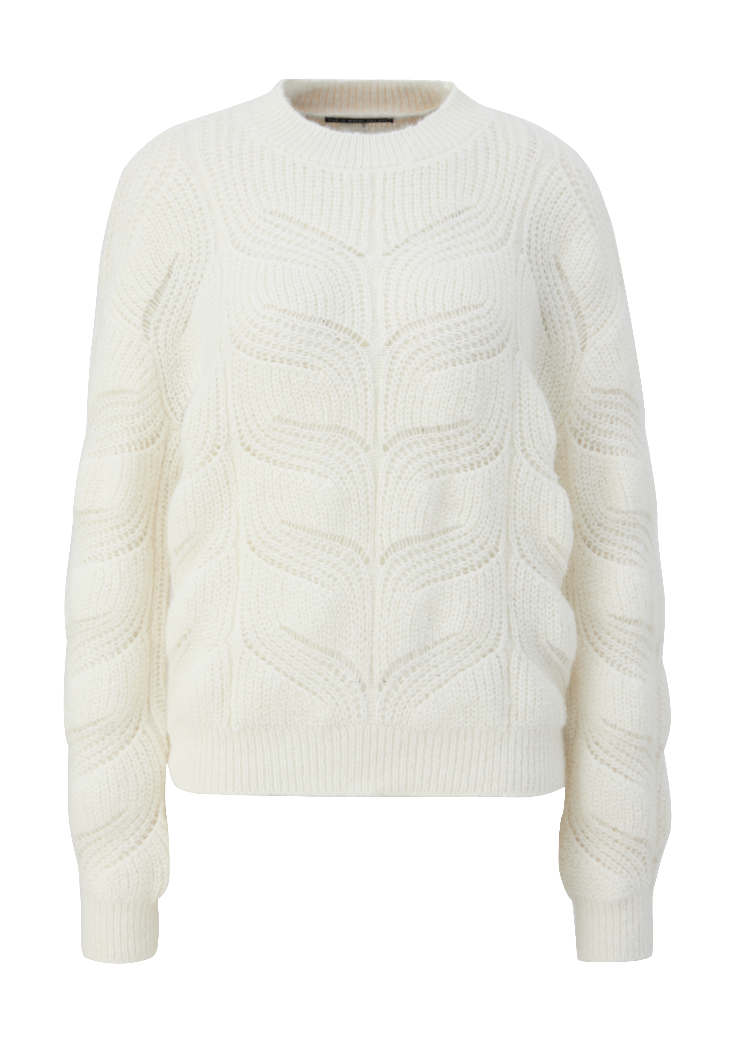 QS - Strickpullover mit Zopfmuster, Damen, creme