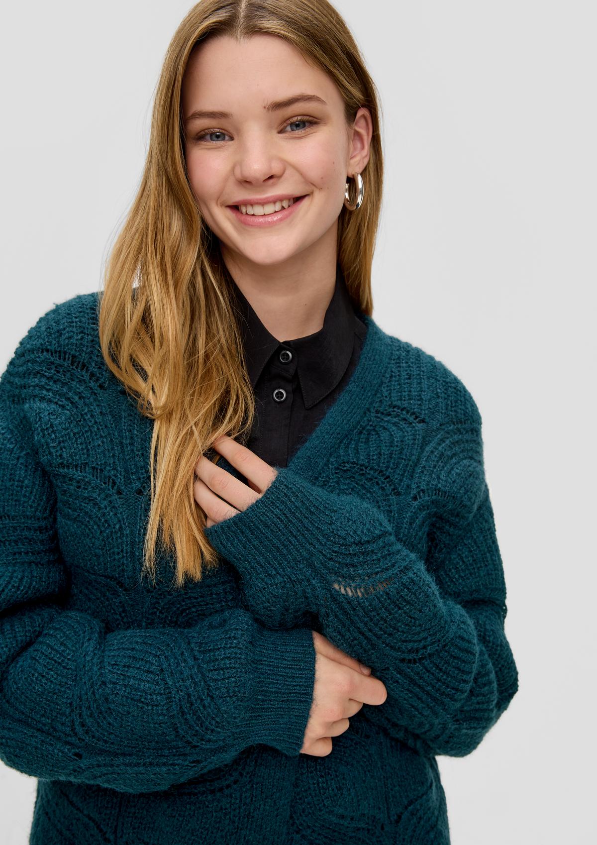 s.Oliver Knitted cardigan with openwork pattern