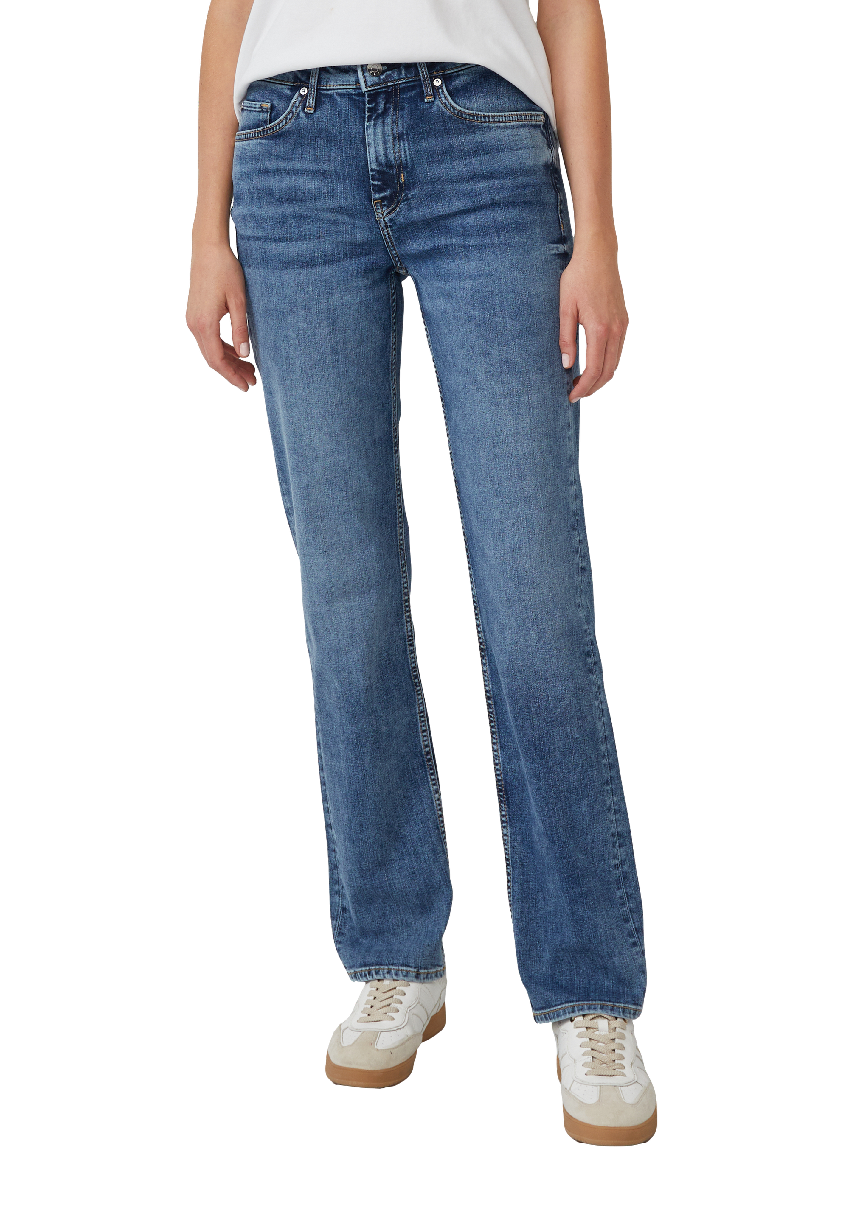S.Oliver Damen Jeans „Karolin“ 7/8 – Stretch-Denim In Blue Mit Used-Look, High-Rise, Straight Leg