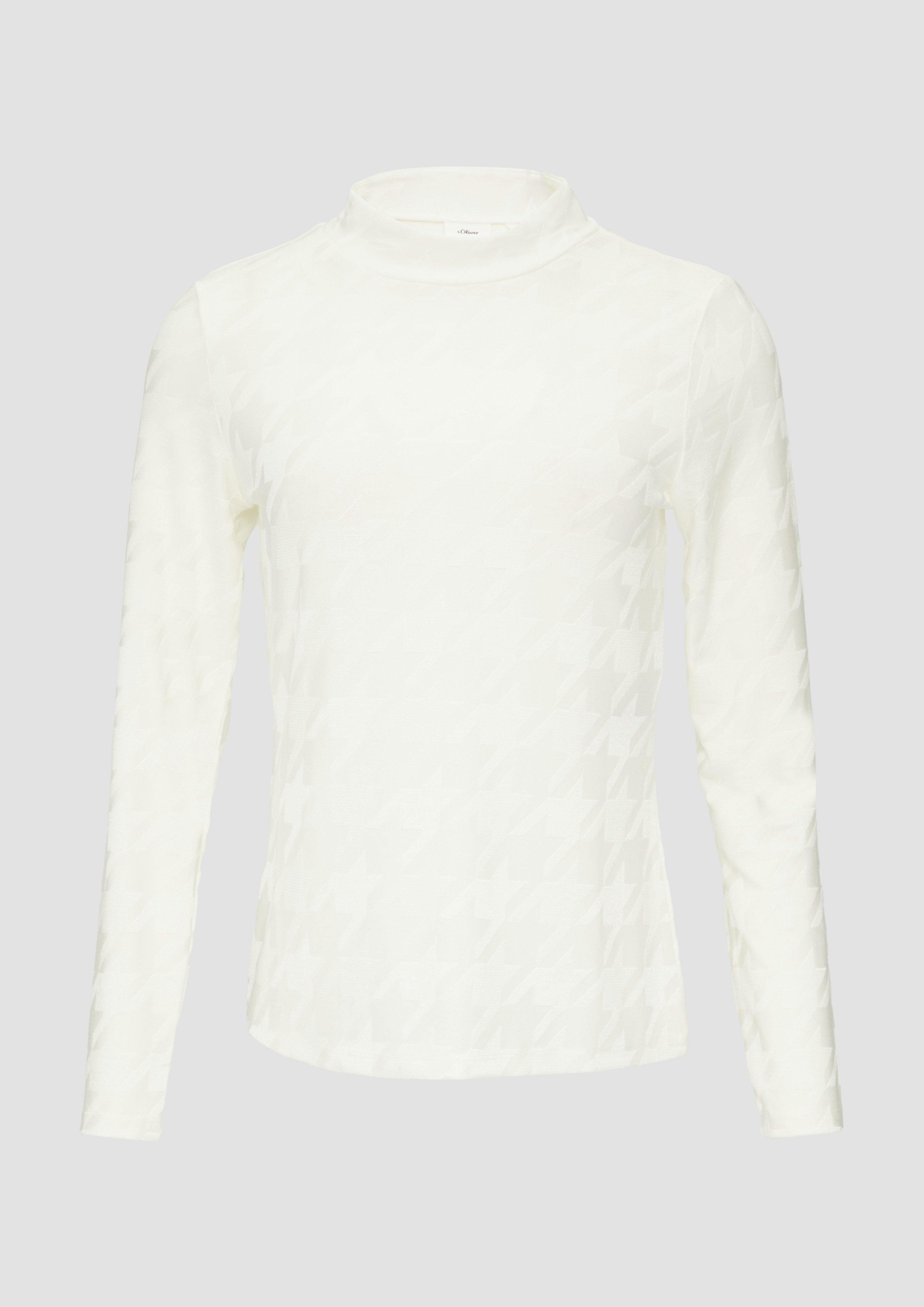 Thumbnail - s.Oliver - T-Shirt mit Hahnentrittmuster, Damen, creme