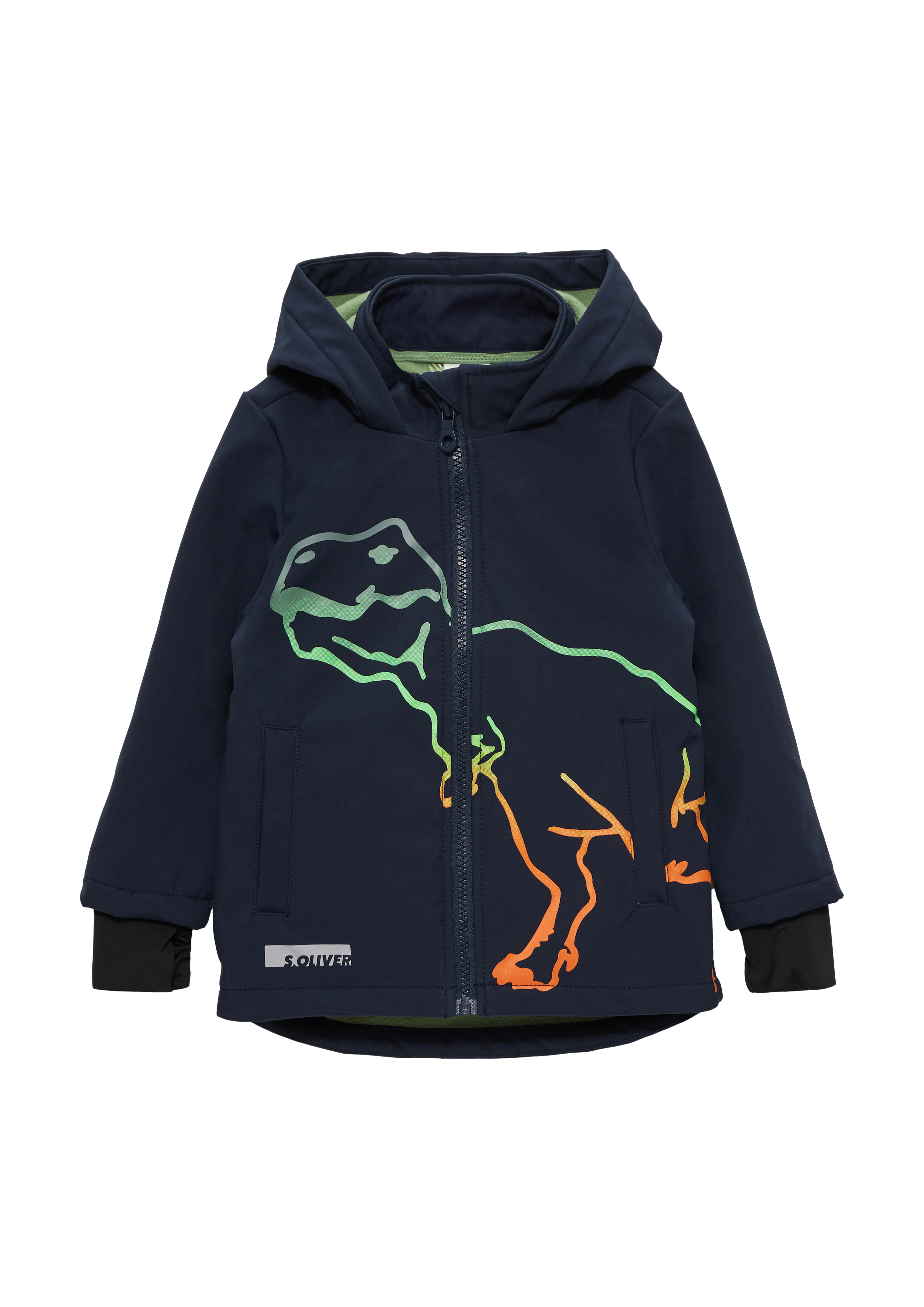 s.Oliver - Softshelljacke mit Dino-Print und Fleece innen, Kinder, blau