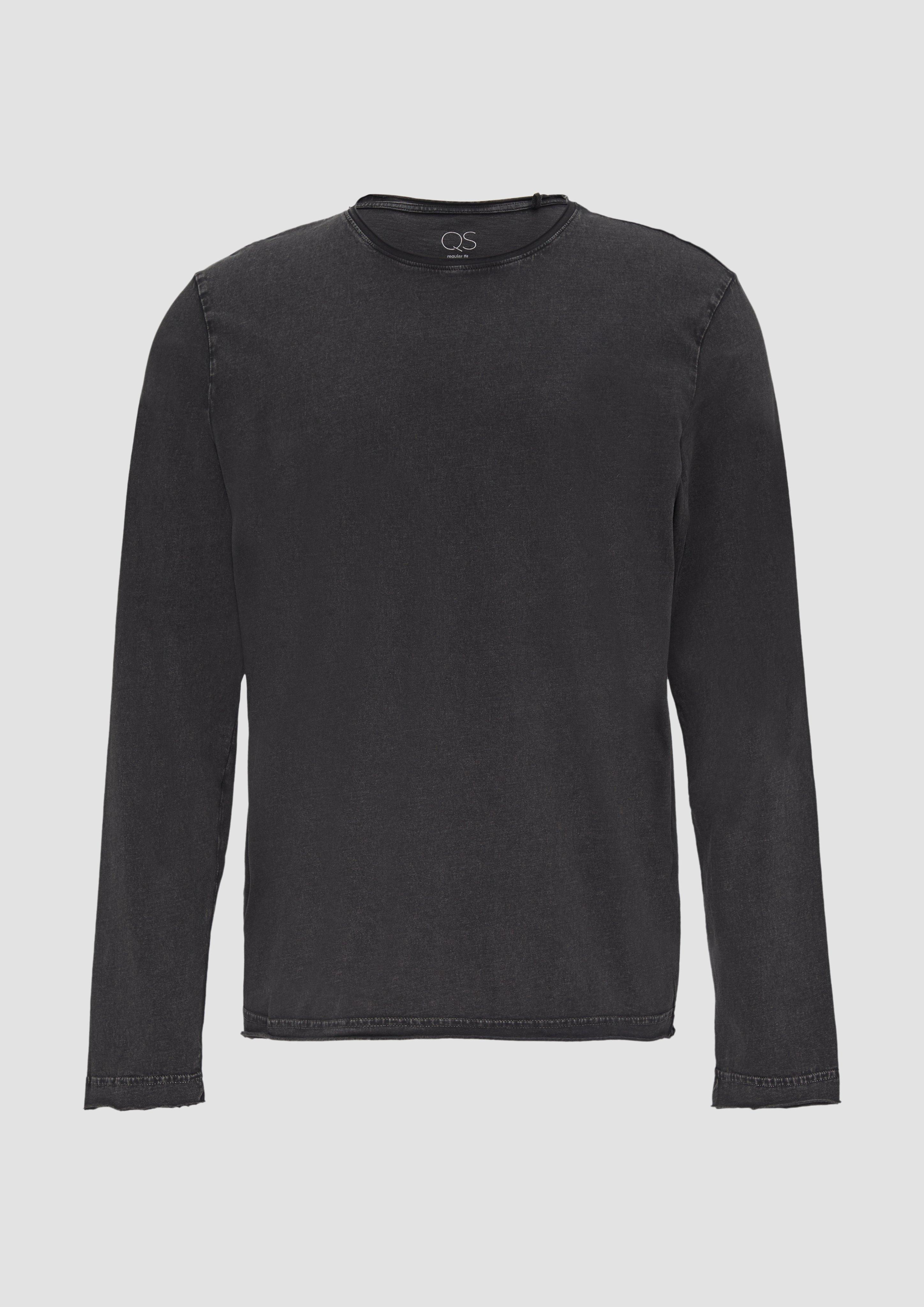 QS - Gewaschenes Langarmshirt im Used-Look, Herren, schwarz