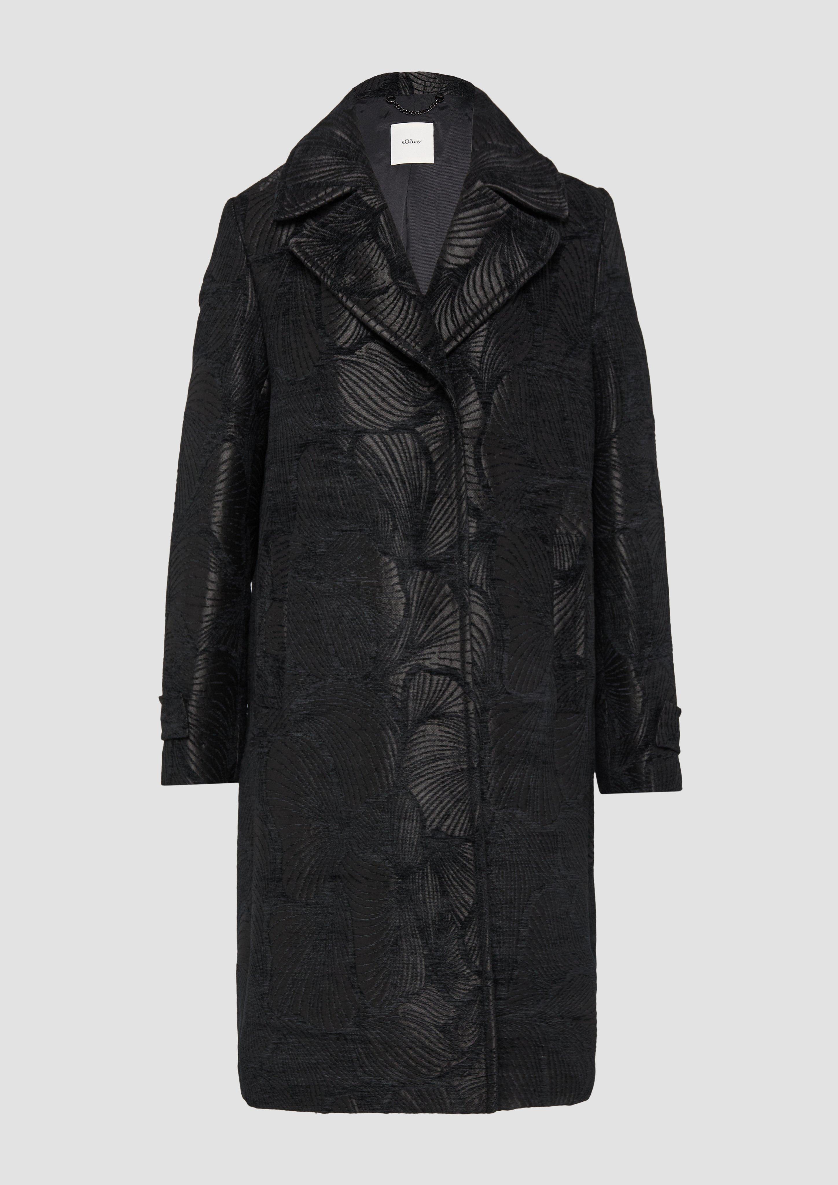 s.Oliver - Eleganter Mantel aus Jacquard, Damen, schwarz