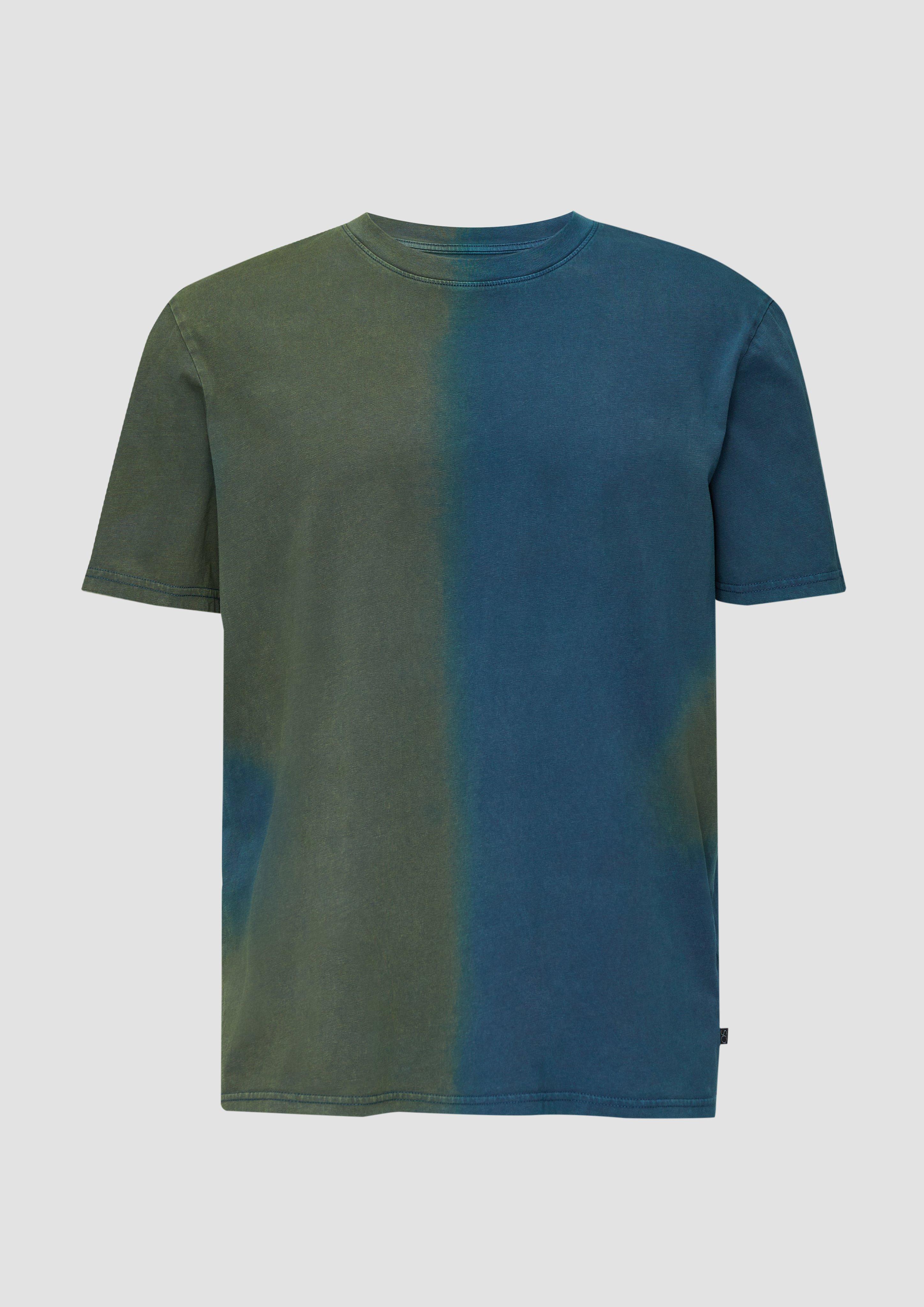 QS - T-Shirt mit Waschung, Herren, olive|petrol