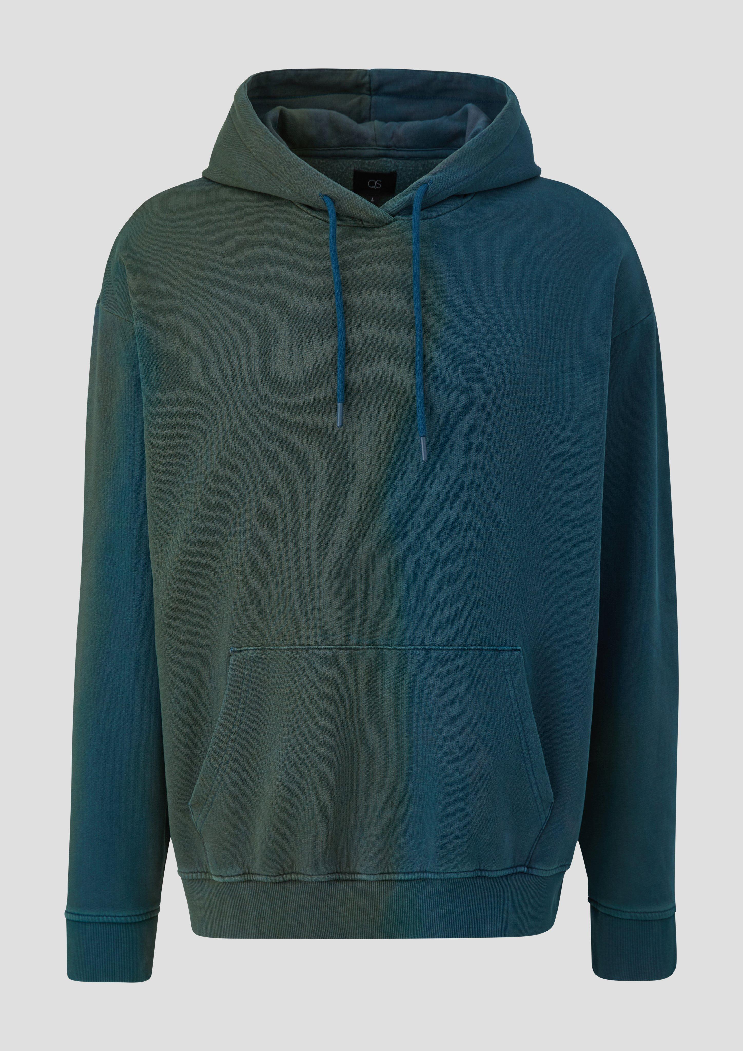 QS - Hoodie mit Waschung, Herren, olive|petrol