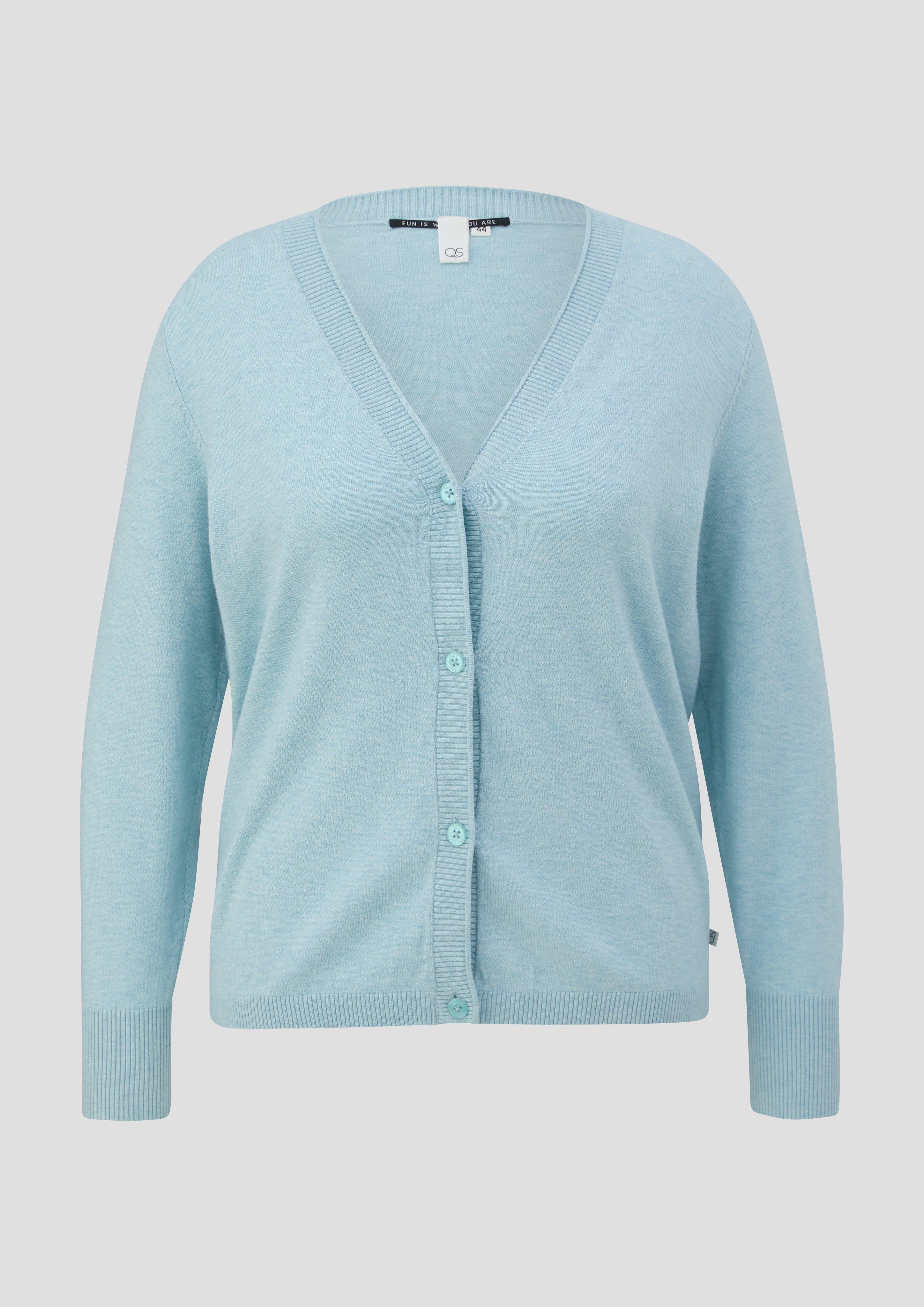 QS - Strickjacke aus Viskosemix, Damen, blau