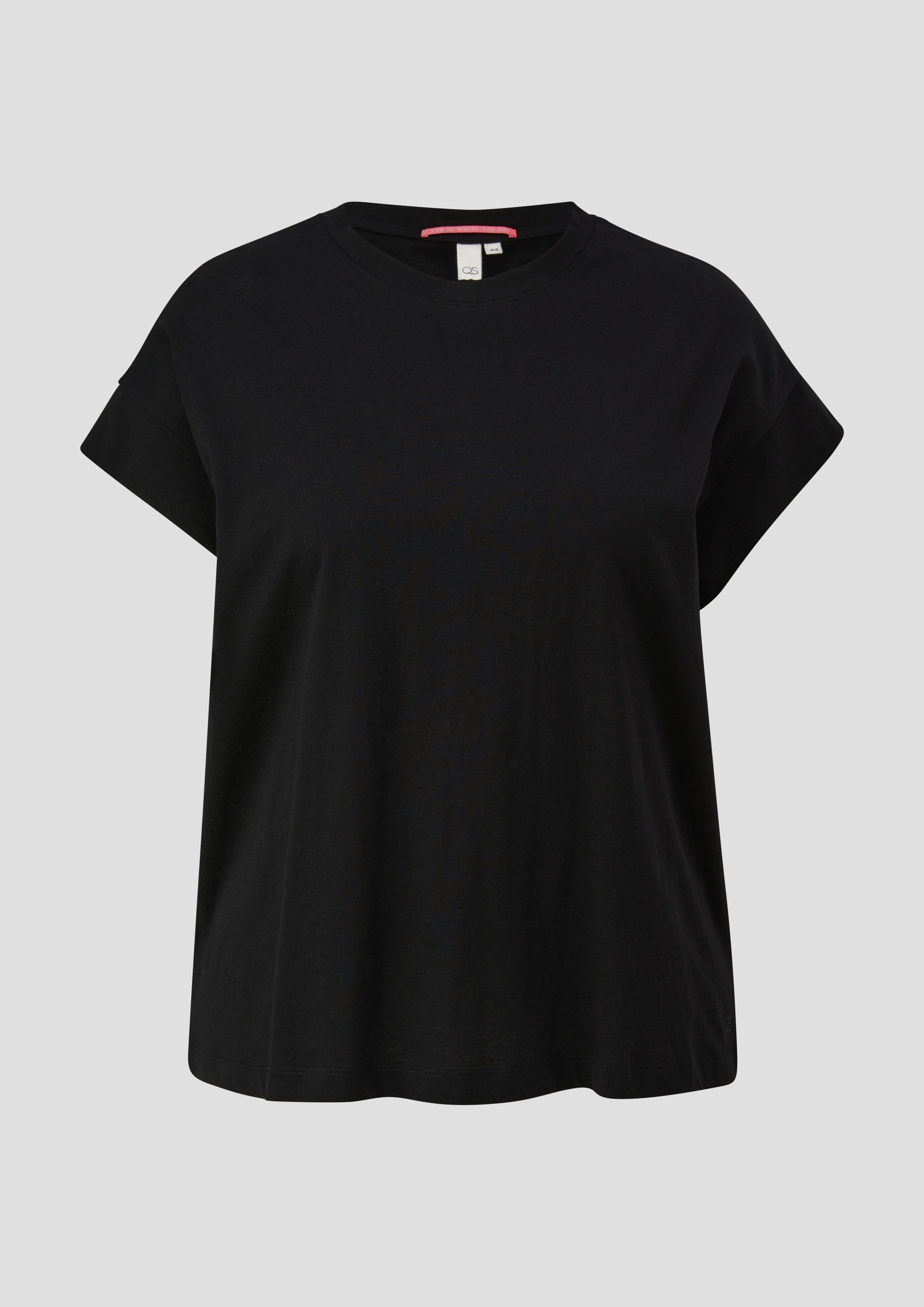 QS - T-Shirt mit Kappärmeln, Damen, schwarz