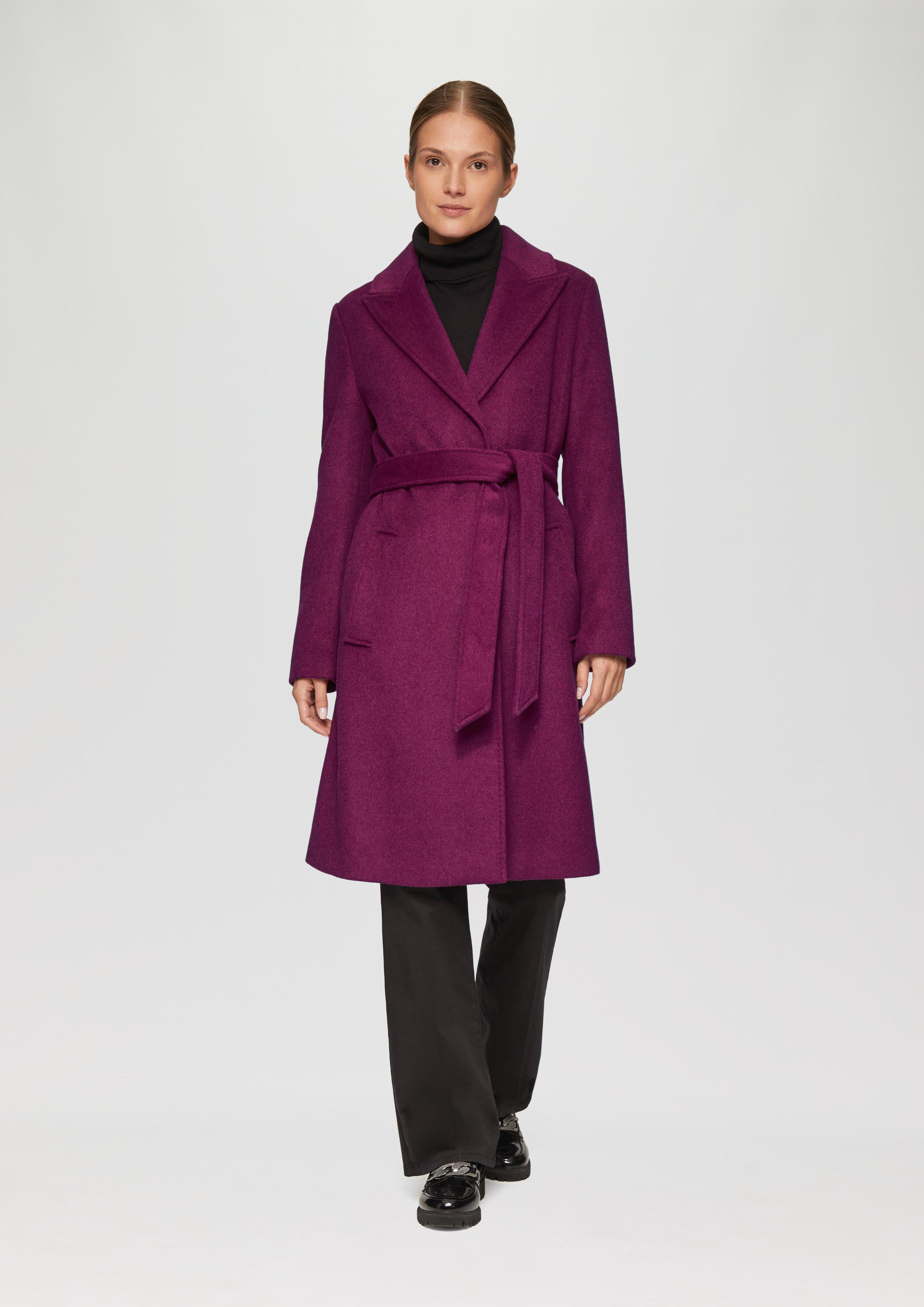 Wool blend coat with press studs and a tie-around belt Wool blend coat with press studs and a tie-around belt