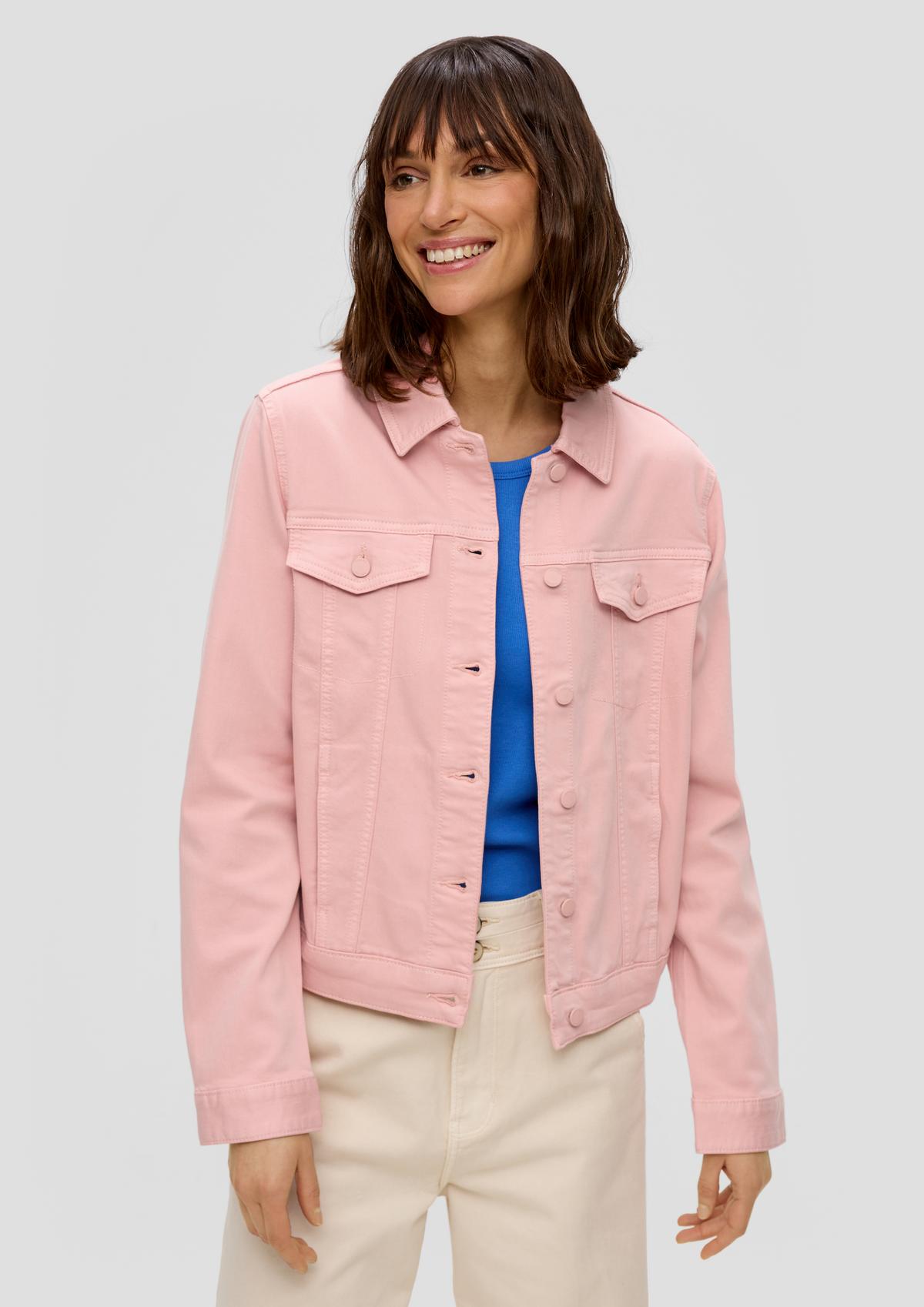 Cropped denim jacket with mock breast pockets