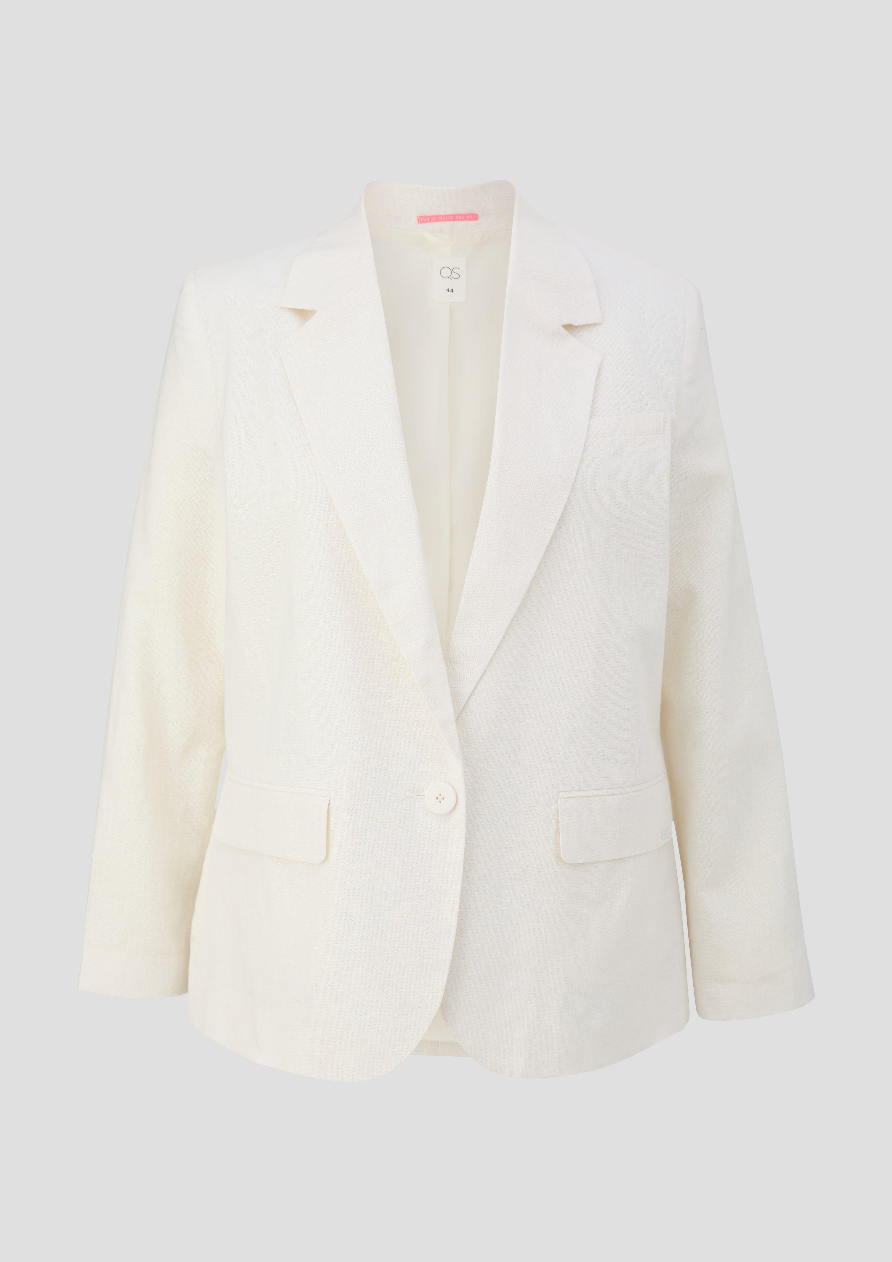 QS - Blazer aus Leinenmix, Damen, creme