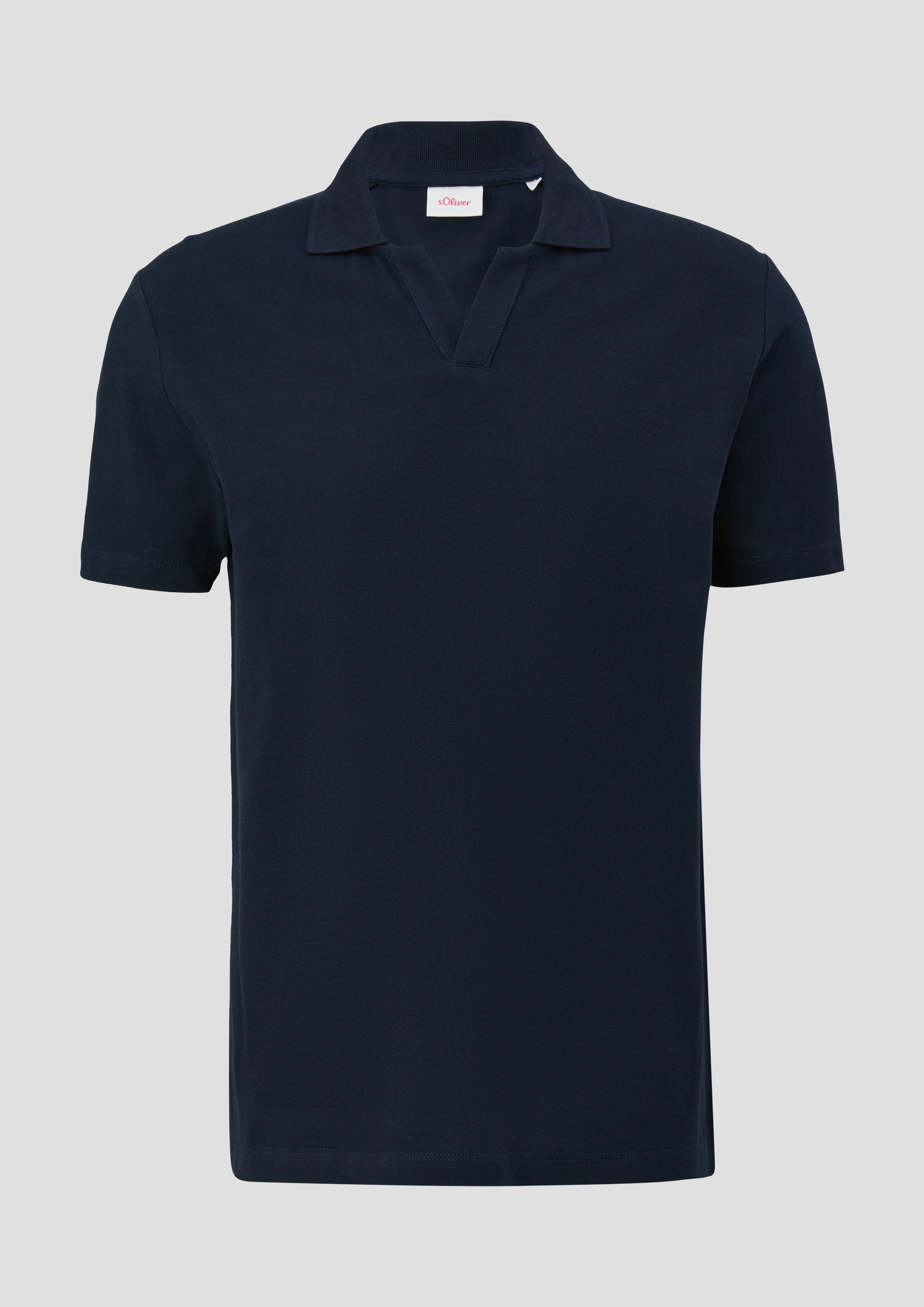 s.Oliver - Poloshirt aus Baumwolle mit offenem Kragen, Herren, blau