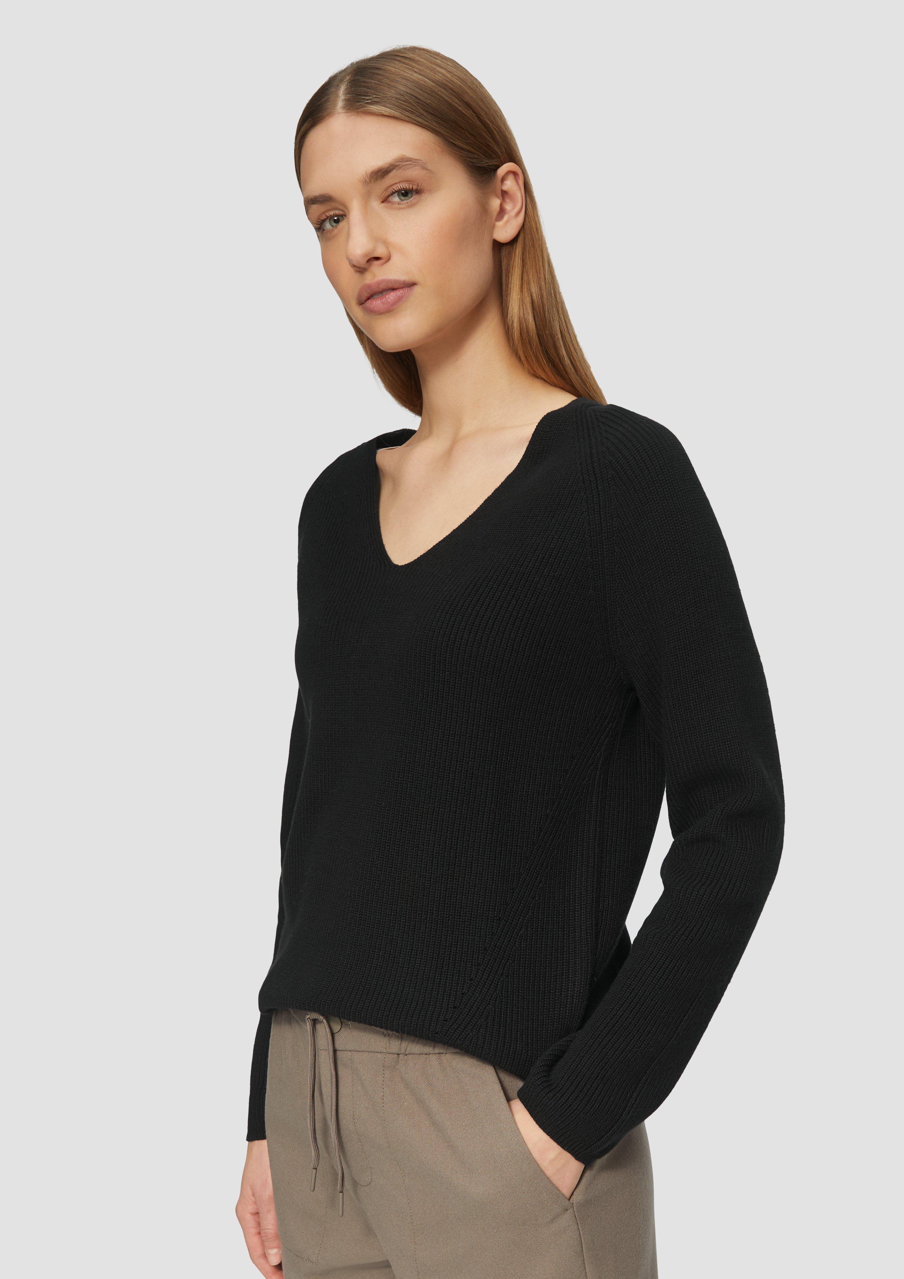 S.Oliver Strickpullover mit V-Ausschnitt und Raglan-Ärmeln