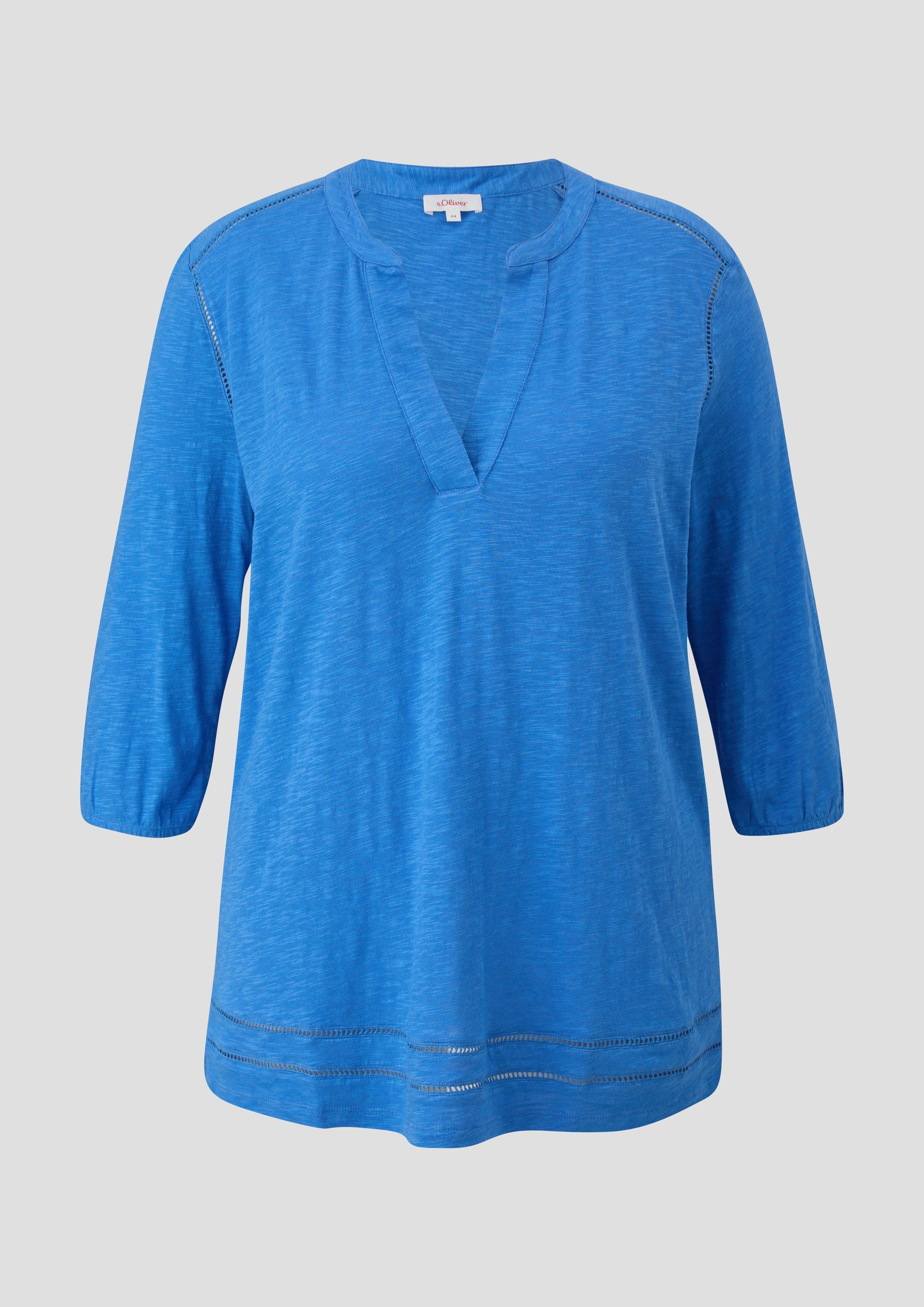 s.Oliver - 3/4-Arm-Bluse aus Viskosestretch, Damen, blau