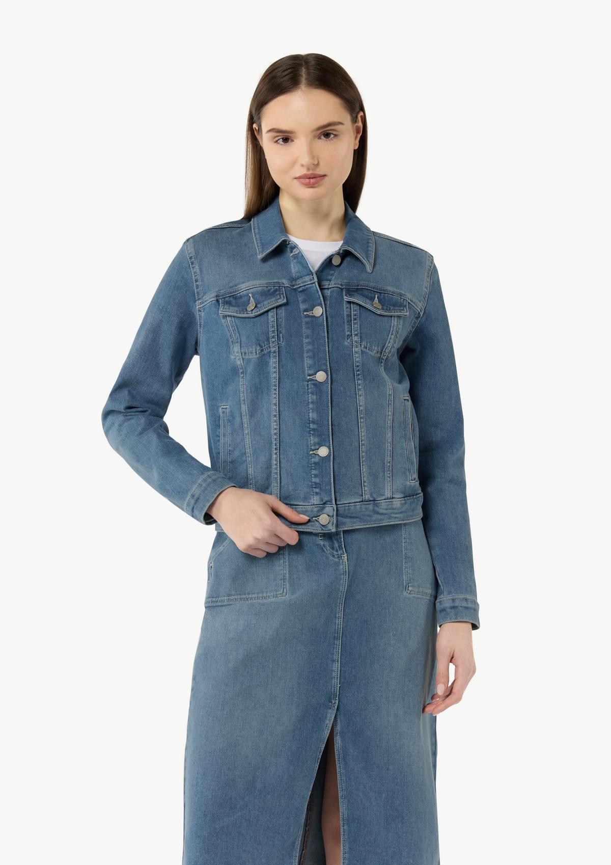 Cotton blend denim jacket - blue | Comma