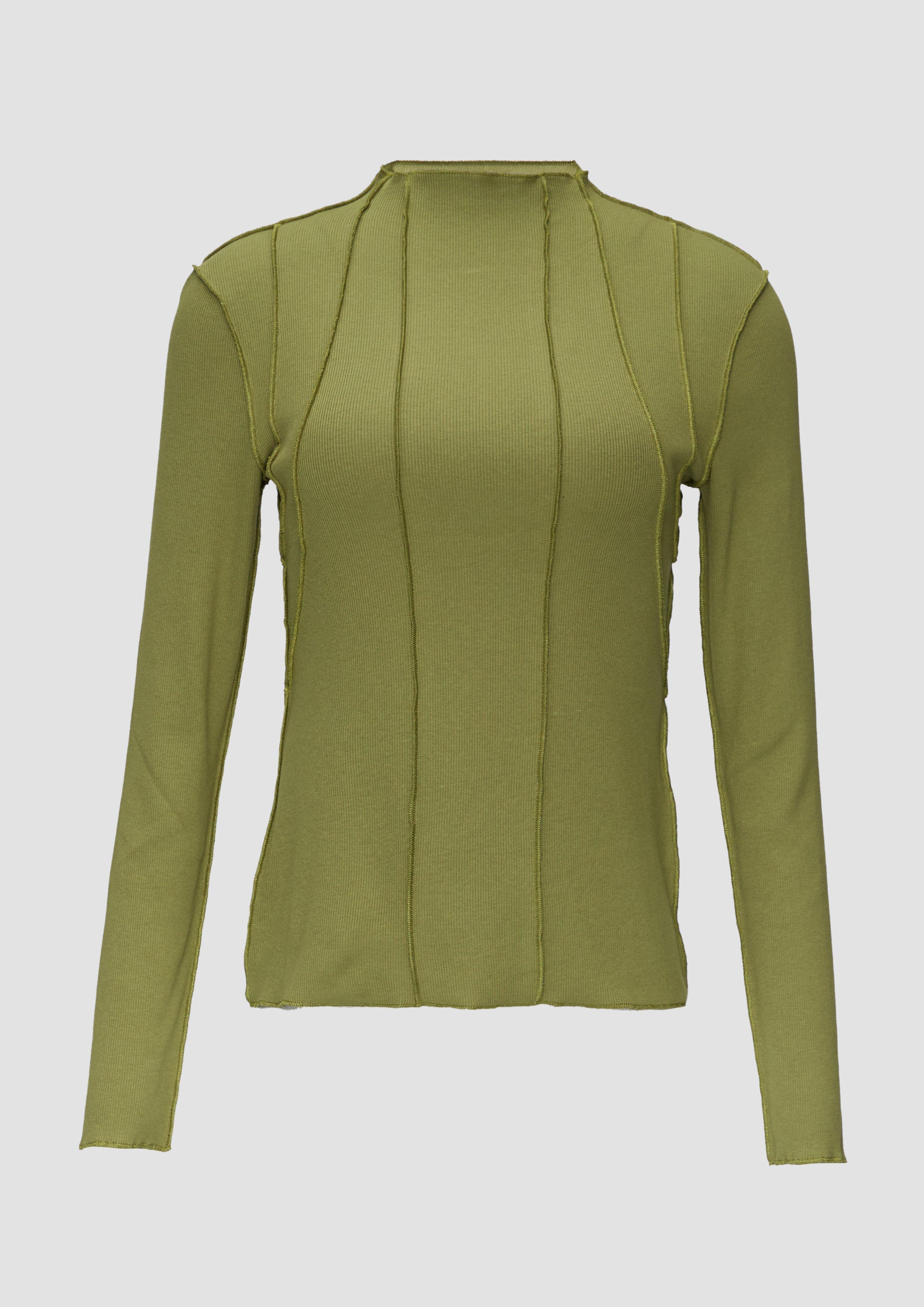 s.Oliver - Enganliegendes Langarmshirt mit Naht-Details, Damen, grün