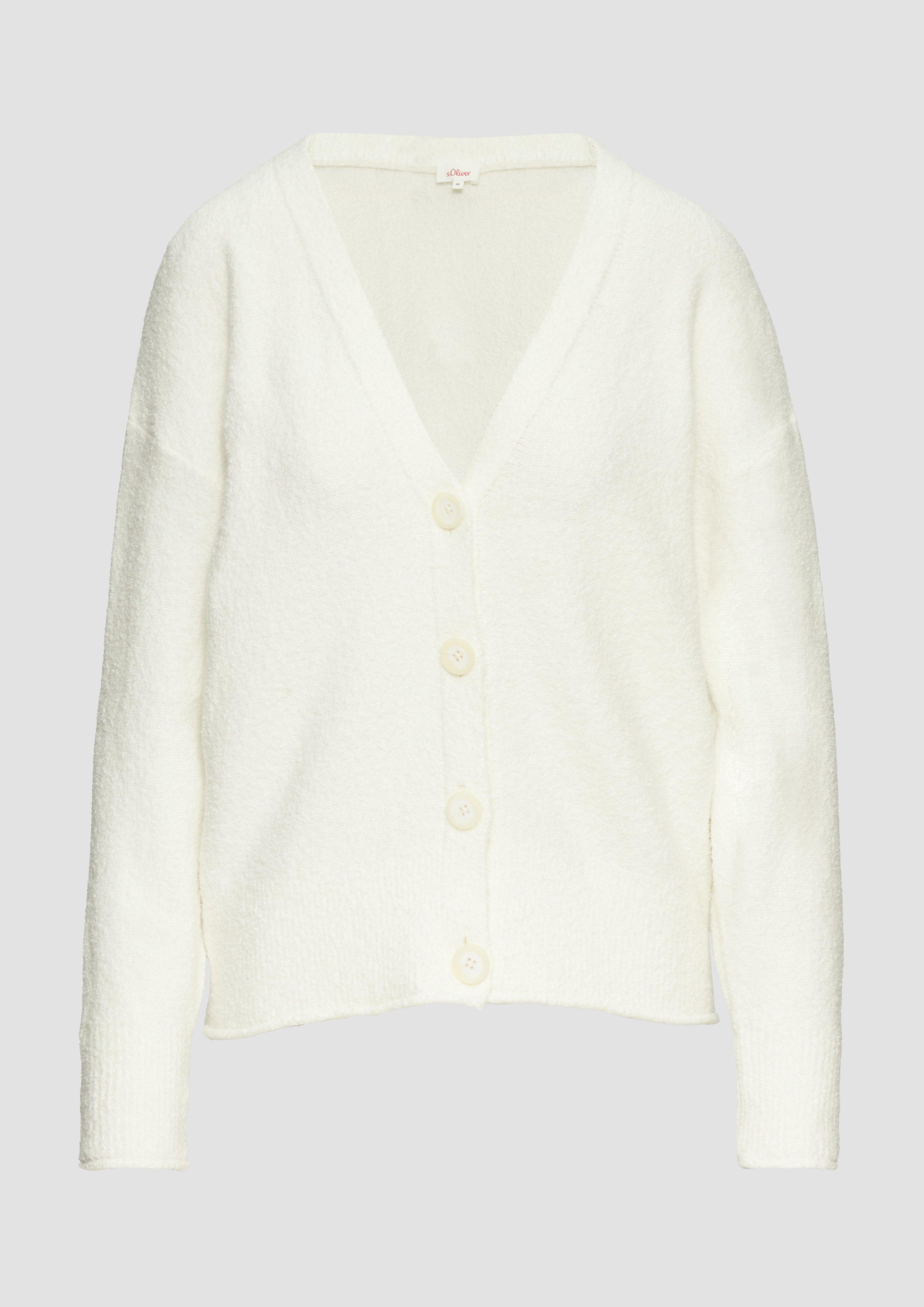 s.Oliver - Strickjacke aus Baumwoll-Bouclé, Damen, creme