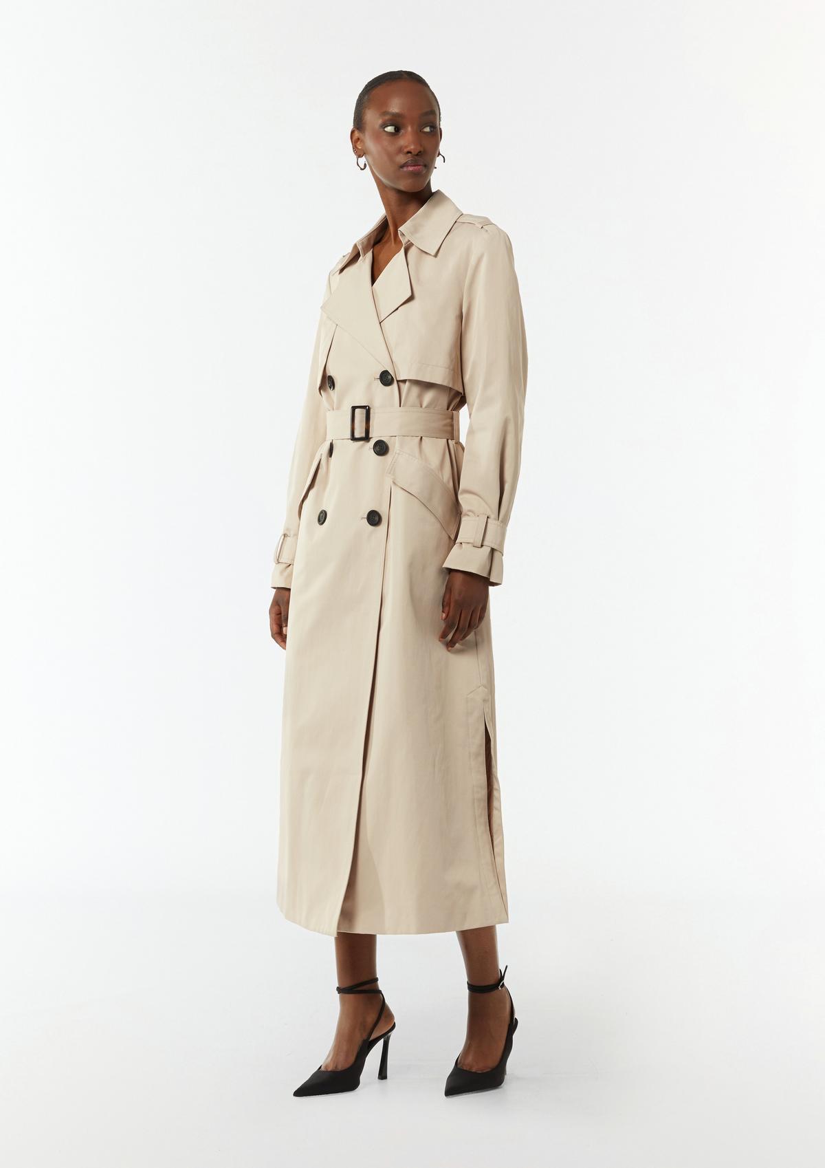 Long trench coat in a cotton blend beige Comma