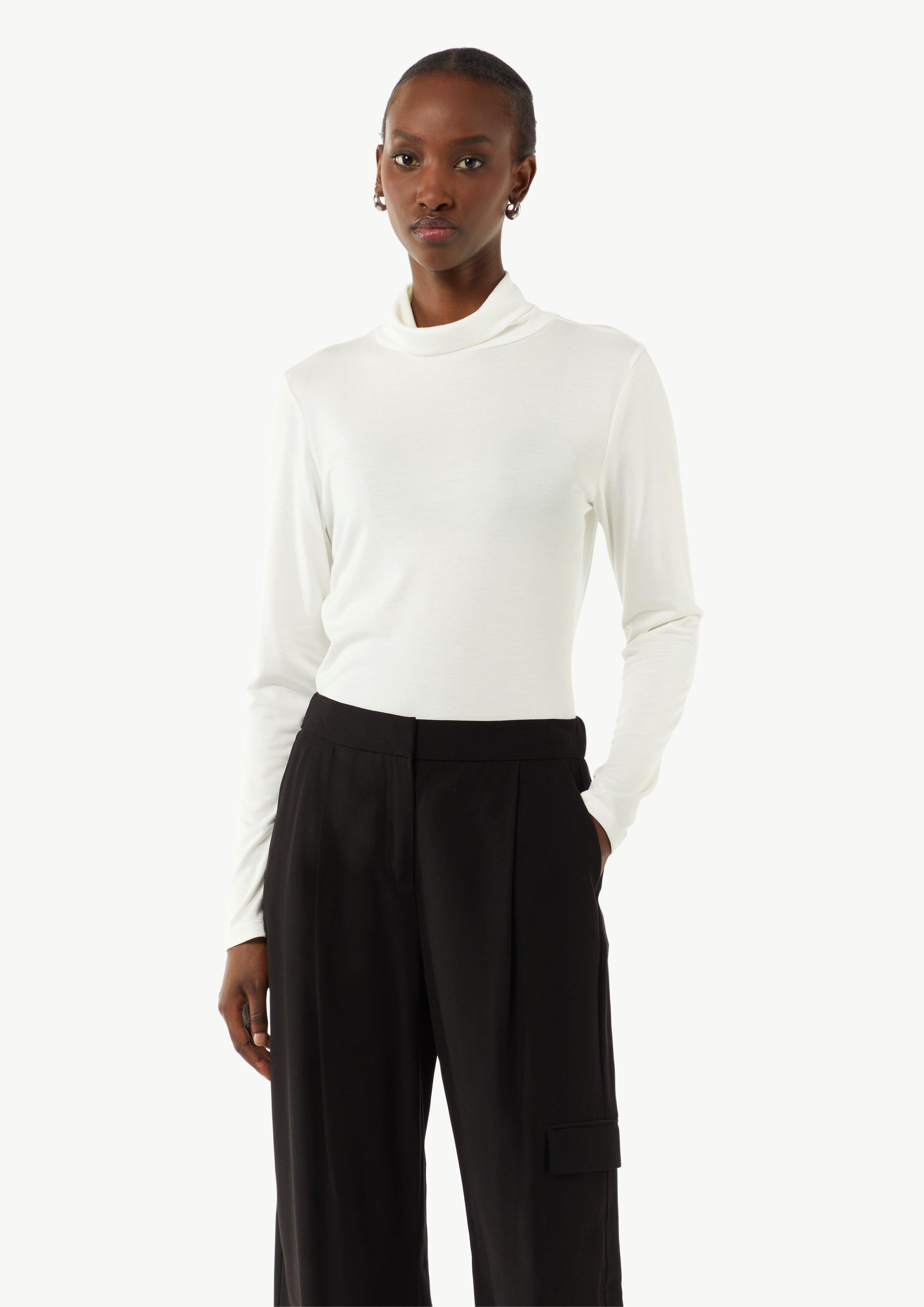 Comma T-Shirt Donna – Basic Con Scollo A V, Colore Tinta Unita, Cotone Morbido, Vestibilità Comoda
