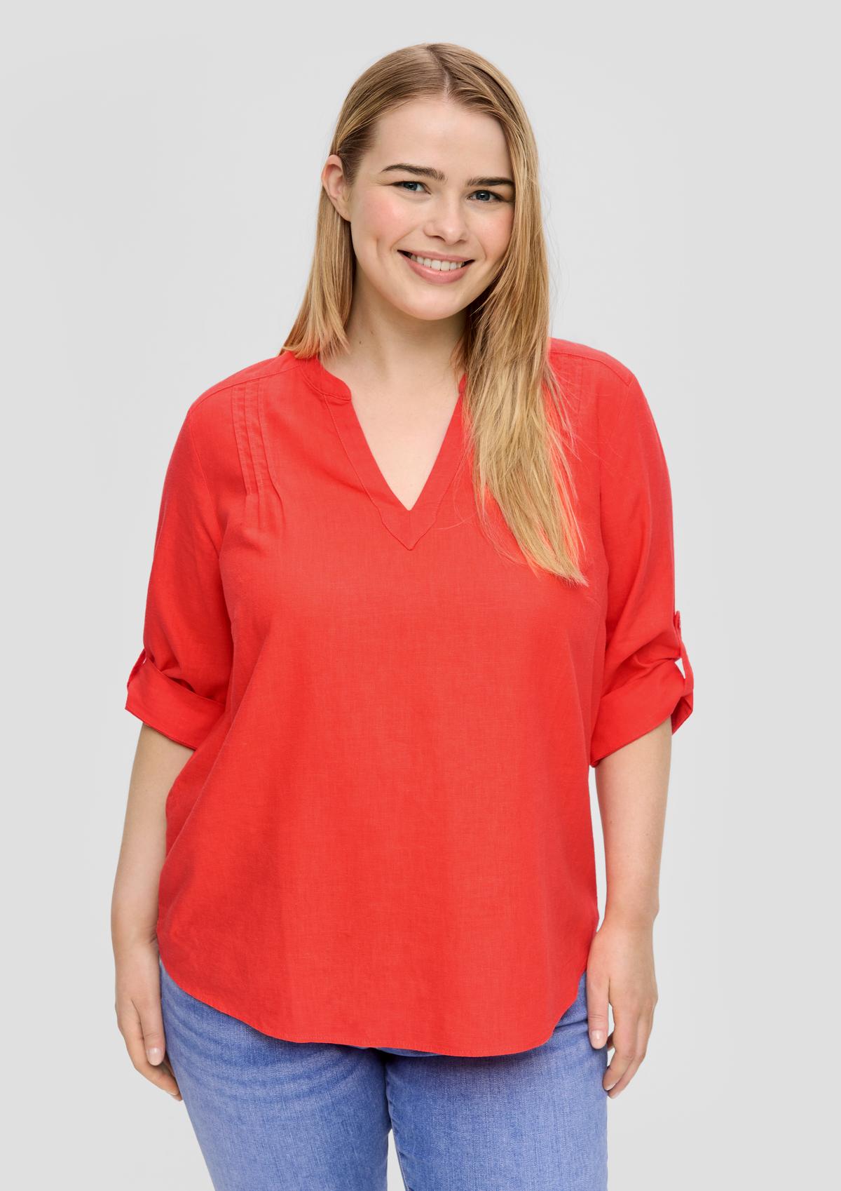 s.Oliver Gathered linen blouse with 3/4-length sleeves