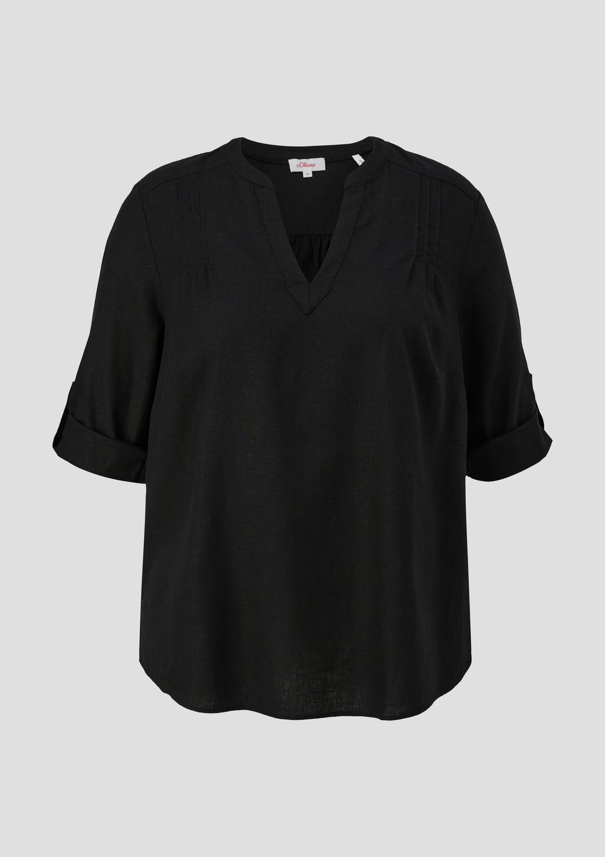 s.Oliver Gathered linen blouse with 3/4-length sleeves