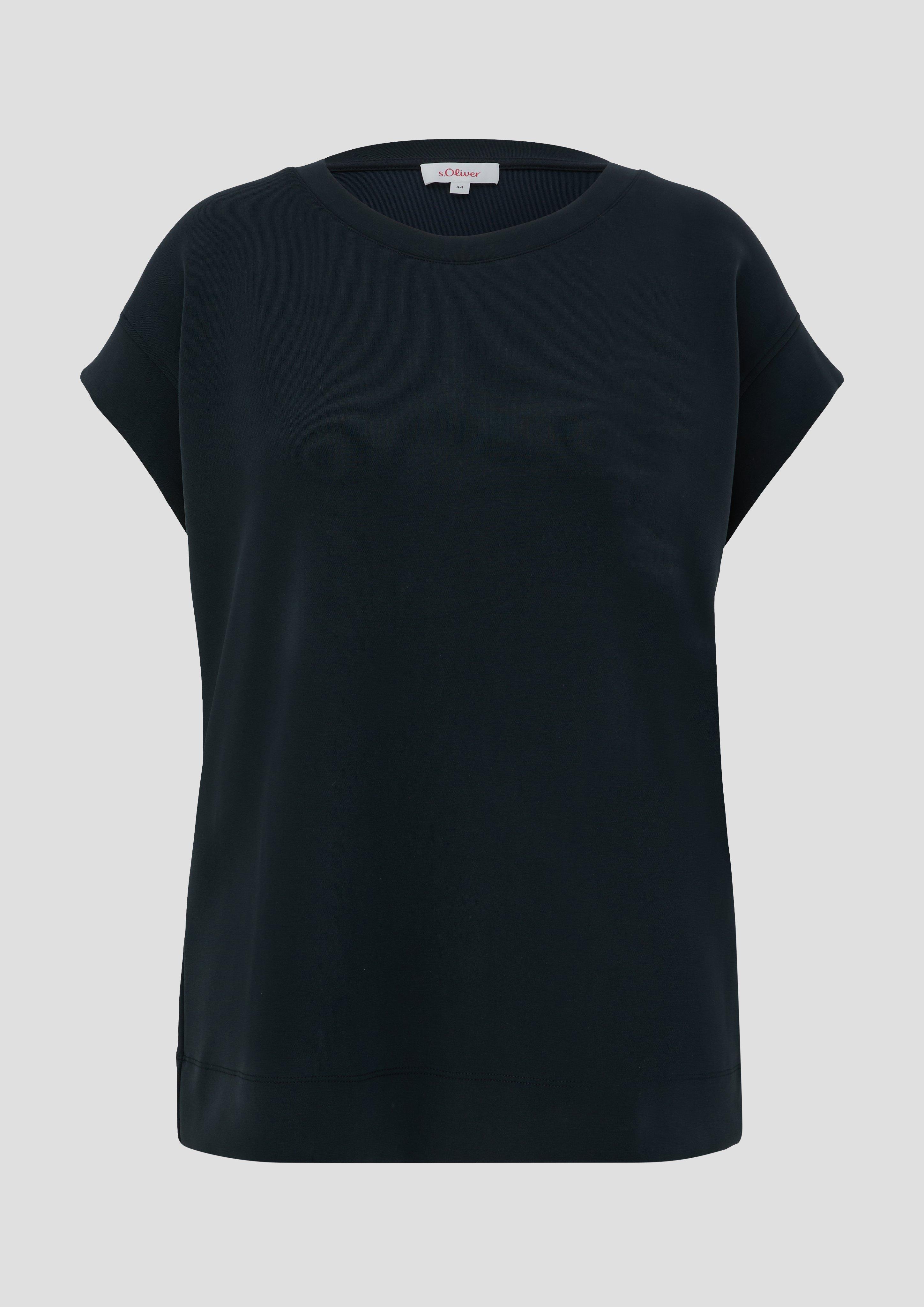 s.Oliver - T-Shirt aus Scuba, Damen, schwarz